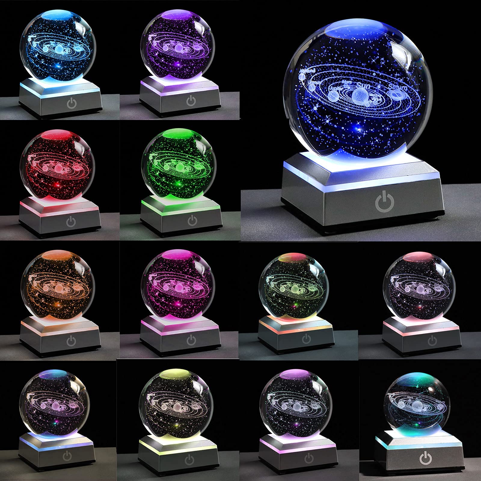 Qianwei 3D Solar System Crystal Ball – LED Light Base