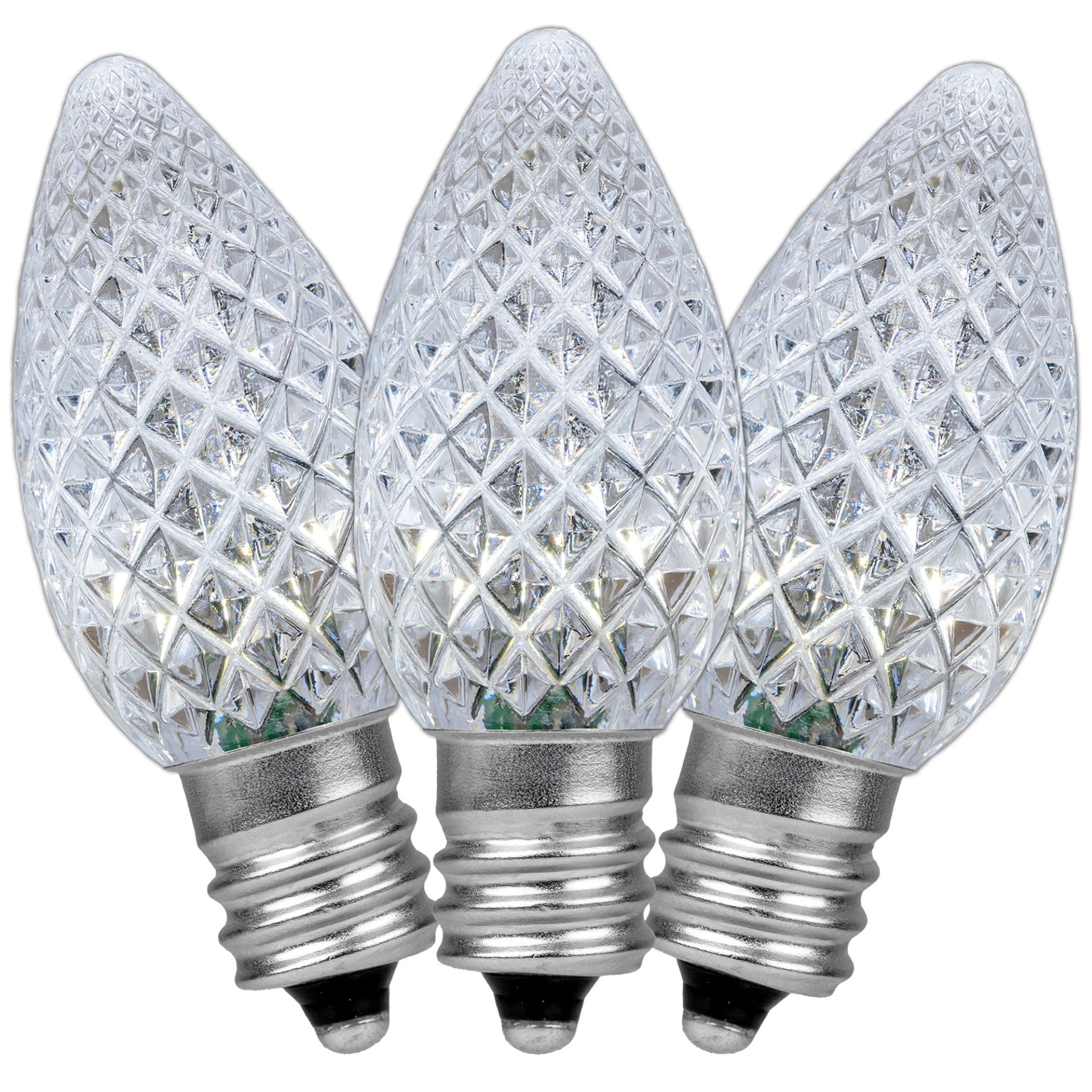 Novelty Lights 25pk C7 LED Faceted Ultra Bright Dimmable Outdoor Christmas Light Replacement Bulbs LED Replacement Bulbs  LED Bulbs  Outdoor Light Bulbs String Light Bulbs (Pure White)