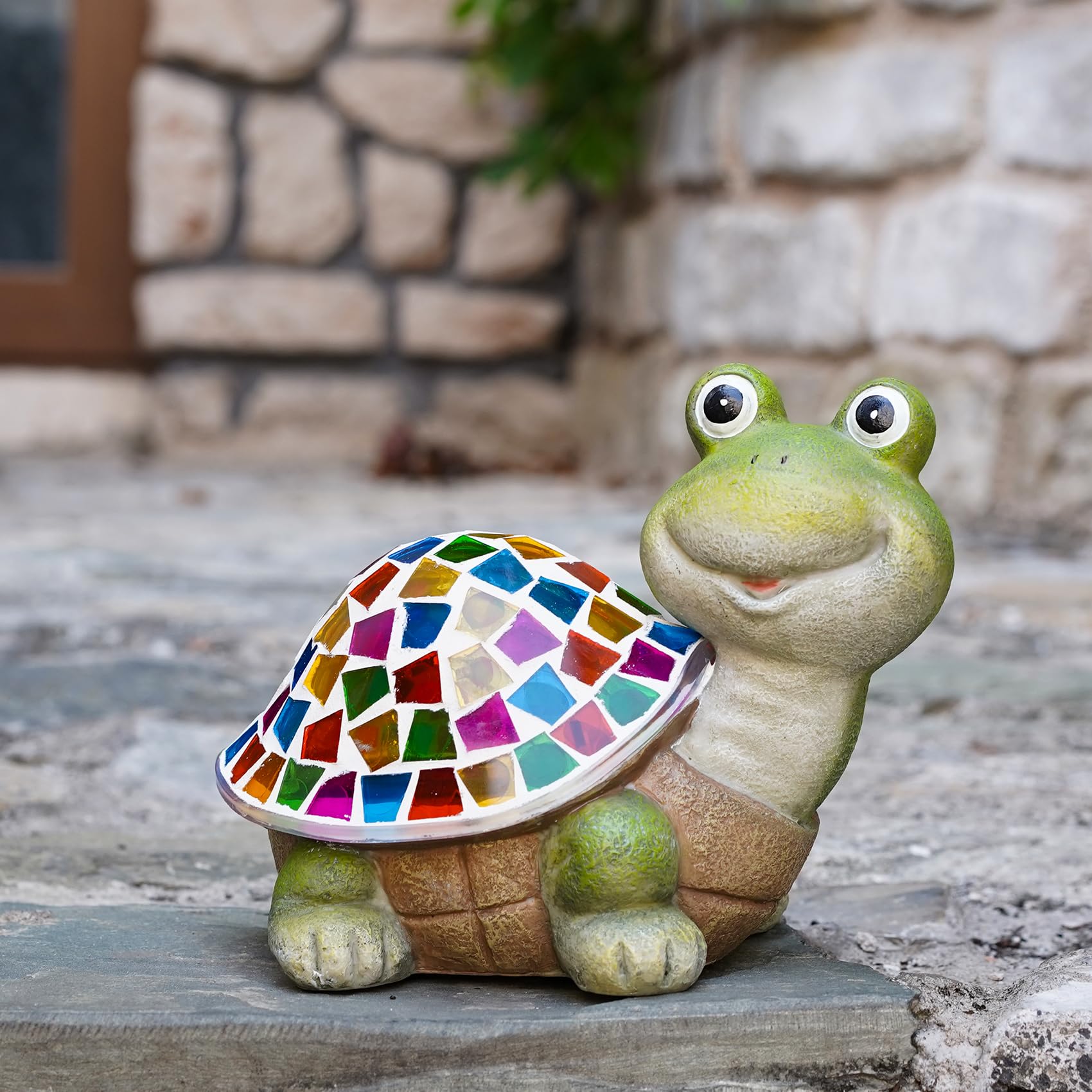 Mininova Solar Mosaic Turtle Statues Outdoor Garden Decorations With Waterproof Mosaic Light Yard Lawn Porch Patio Home Ornament