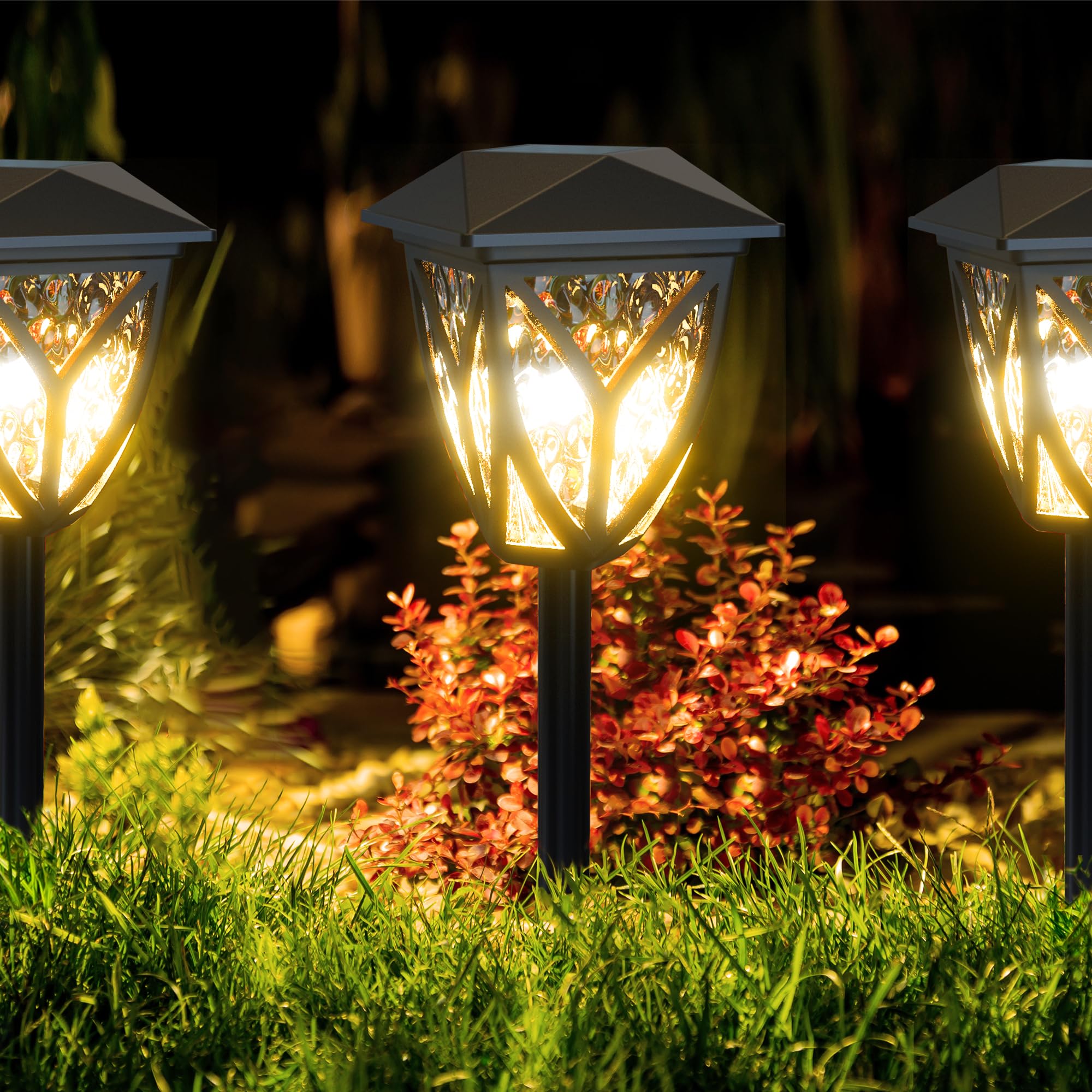 Ensenior 8-Pack Solar Lights Outdoor, 6500K LED Solar Garden Lights for Pathway, Yard, Patio, Walkway, Planter, Waterproof, Ener