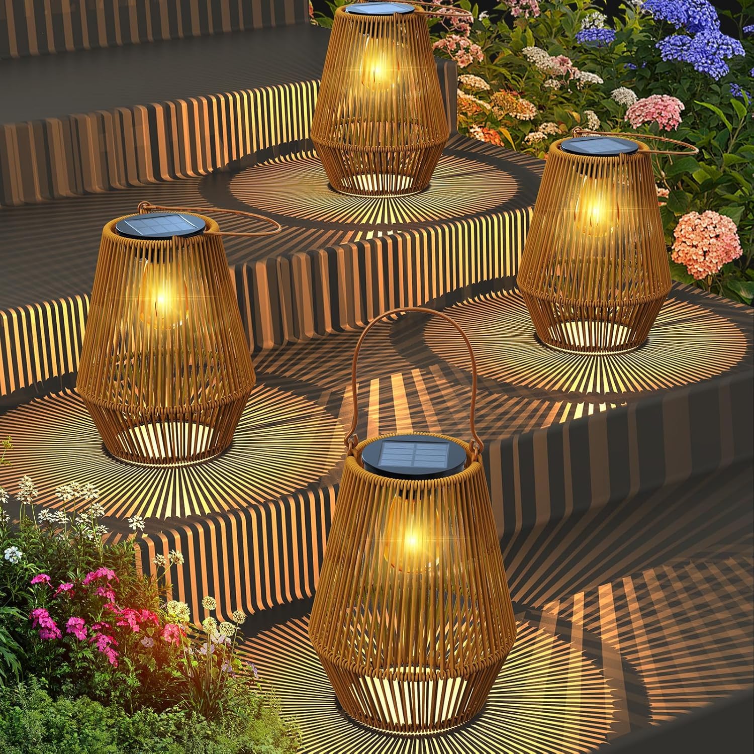 Solar Lanterns  Kagoling Solar Lanterns Outdoor Waterproof Gifts For Women Hanging Lights Outdoor Waterproof Lamp Lights Decoration For Outside Garden Yard Patio Porch Trees Lawn Pathway Decor  4 Pack