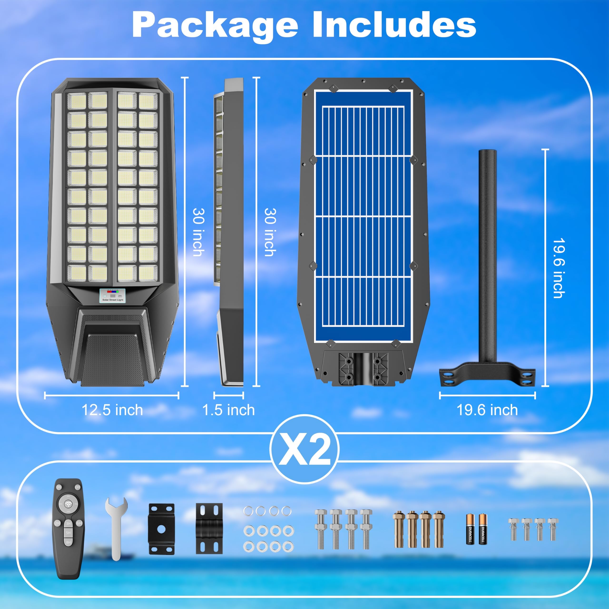 Loyoele Utral-Large Solar Street Light Solar Flood Lights Outdoor Waterproof Motion Sensor Led Lights Dusk To Dawn Lights With Remote  Solar-Powered Parking Lot Light Commercial Area Lighting