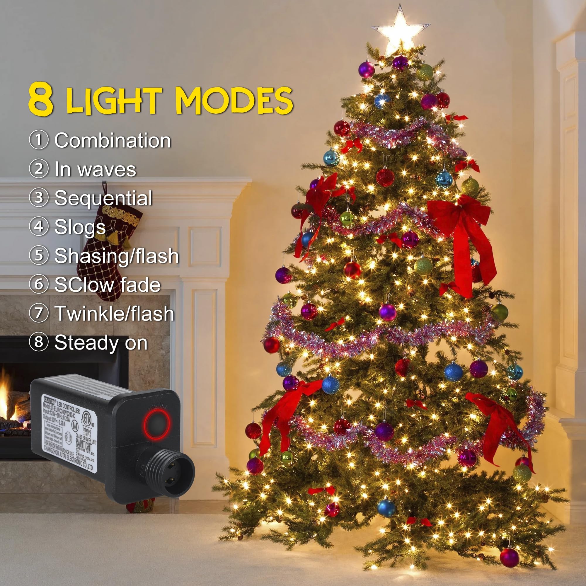 weillsnow LED Christmas Lights 164FT 500 Waterproof Twinkle Warm White HB-500COI