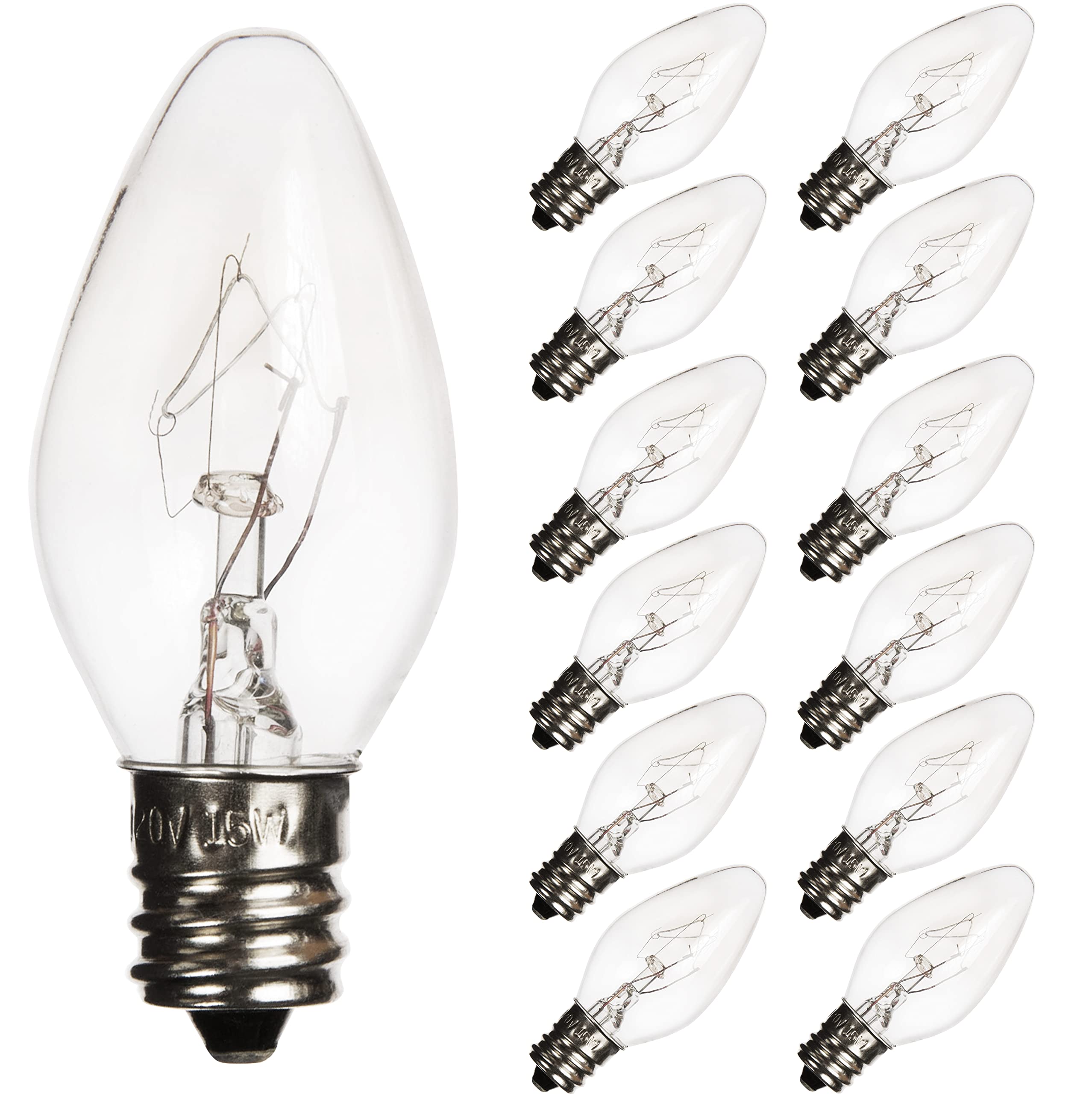 Ohlgt 12 Pack Salt Lamp Light Bulbs 15 Watt, Himalayan Salt Lamp Original Replacement Bulbs E12 Socket Long Lasting Incandescent