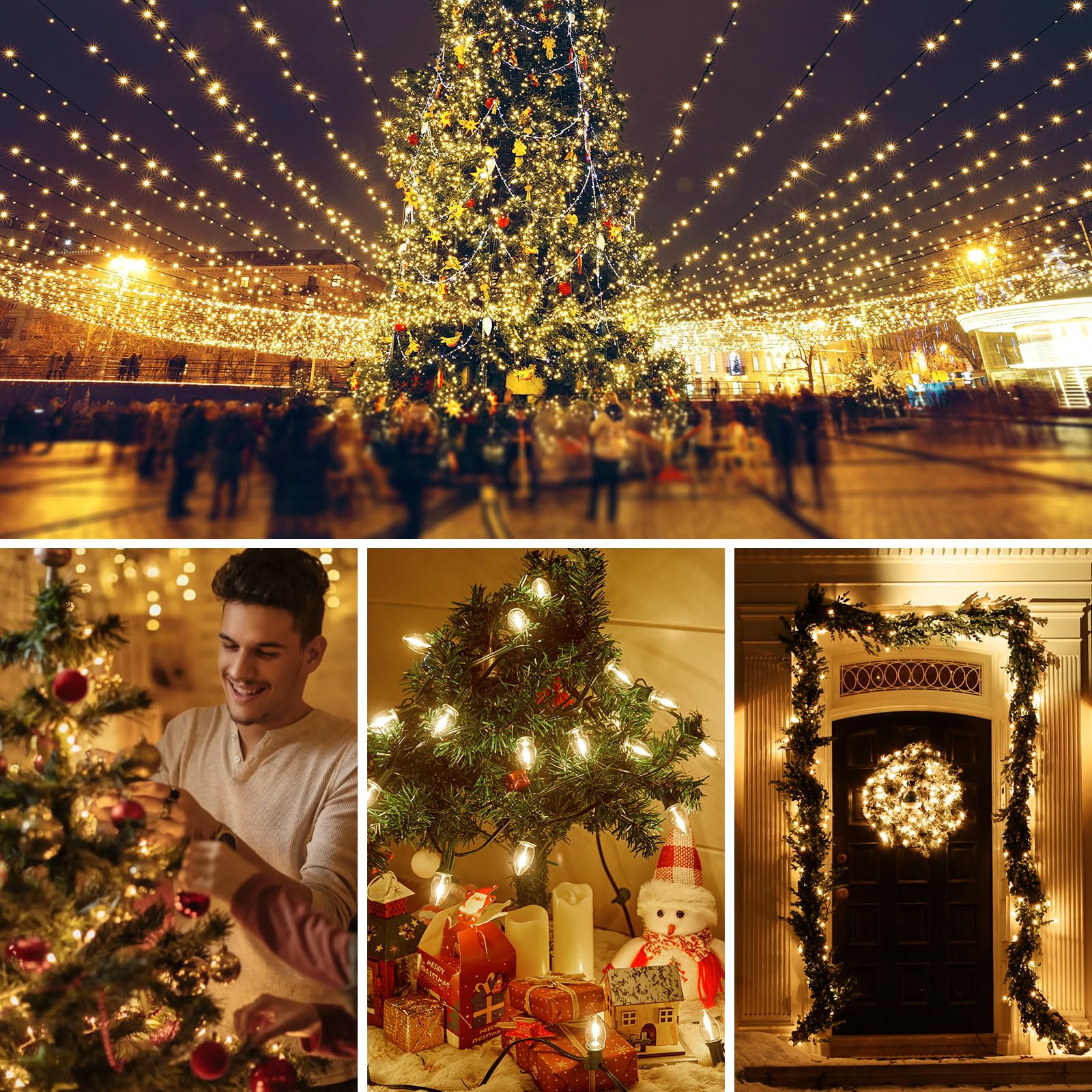 100 Pack C7 Warm White Led Christmas Lights Bulb Replacement Light Bulbs, E12 Candelabra Base, Commercial Grade Holiday Bulbs Fo