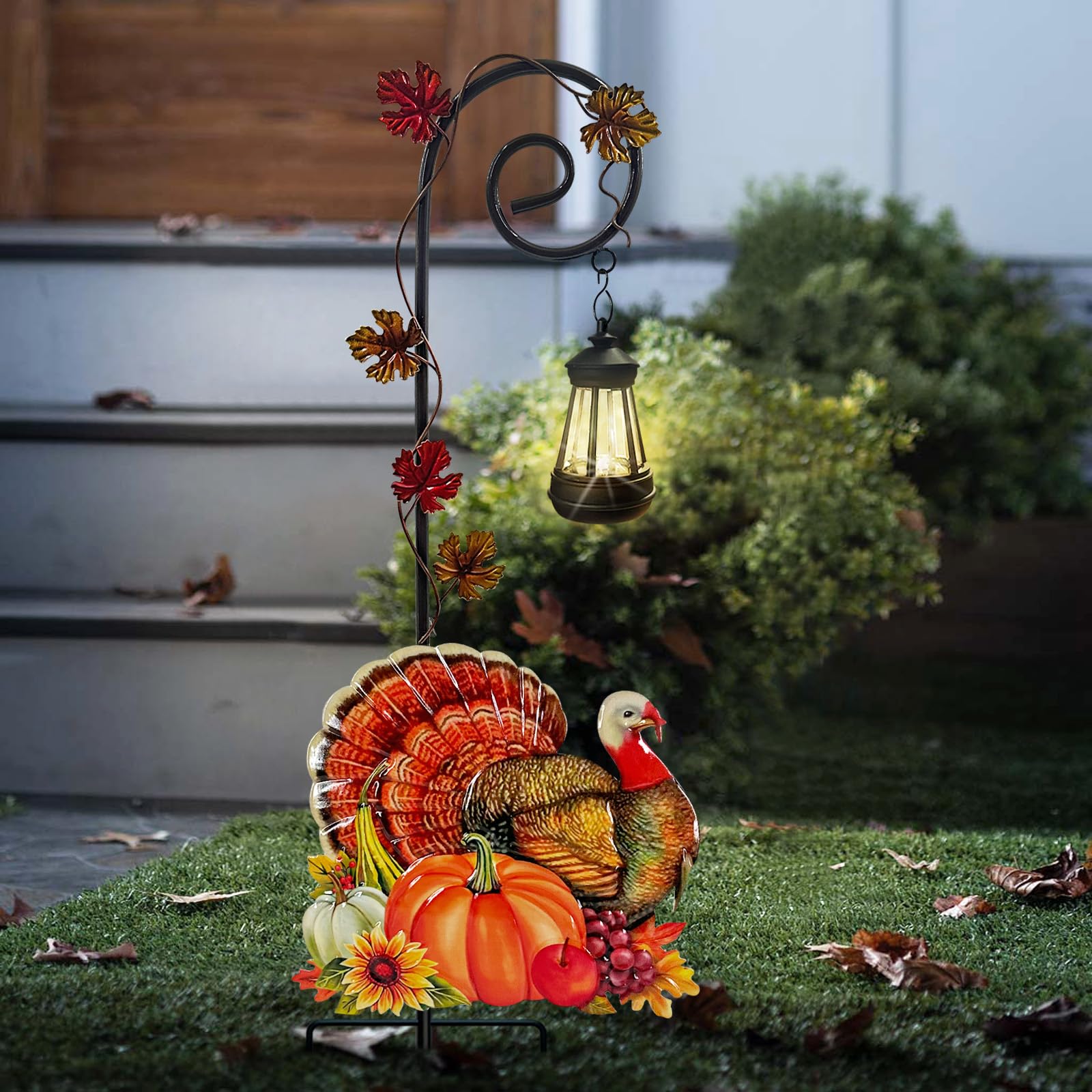 VV-Ladybug Thanksgiving Turkey Decorations Outdoor,Solar Turkey Garden Stakes,Autumn Fall Decor Yard Stake for Outdoor Garden La