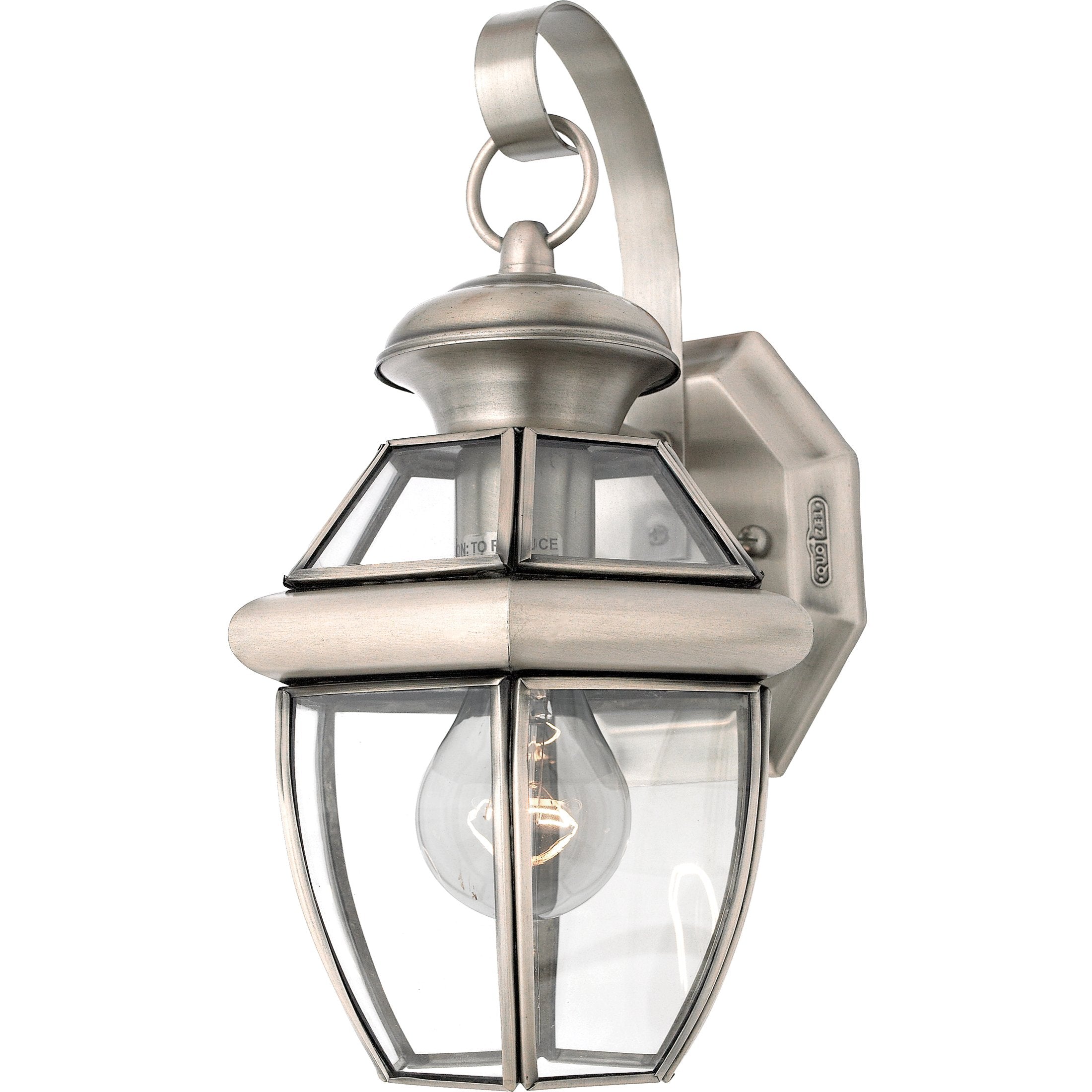 Quoizel Newbury Outdoor Wall Lantern, 12 Inch 1-Light Pewter Wall Sconce, French Country Exterior Wall Lantern Fixture, E26 Base