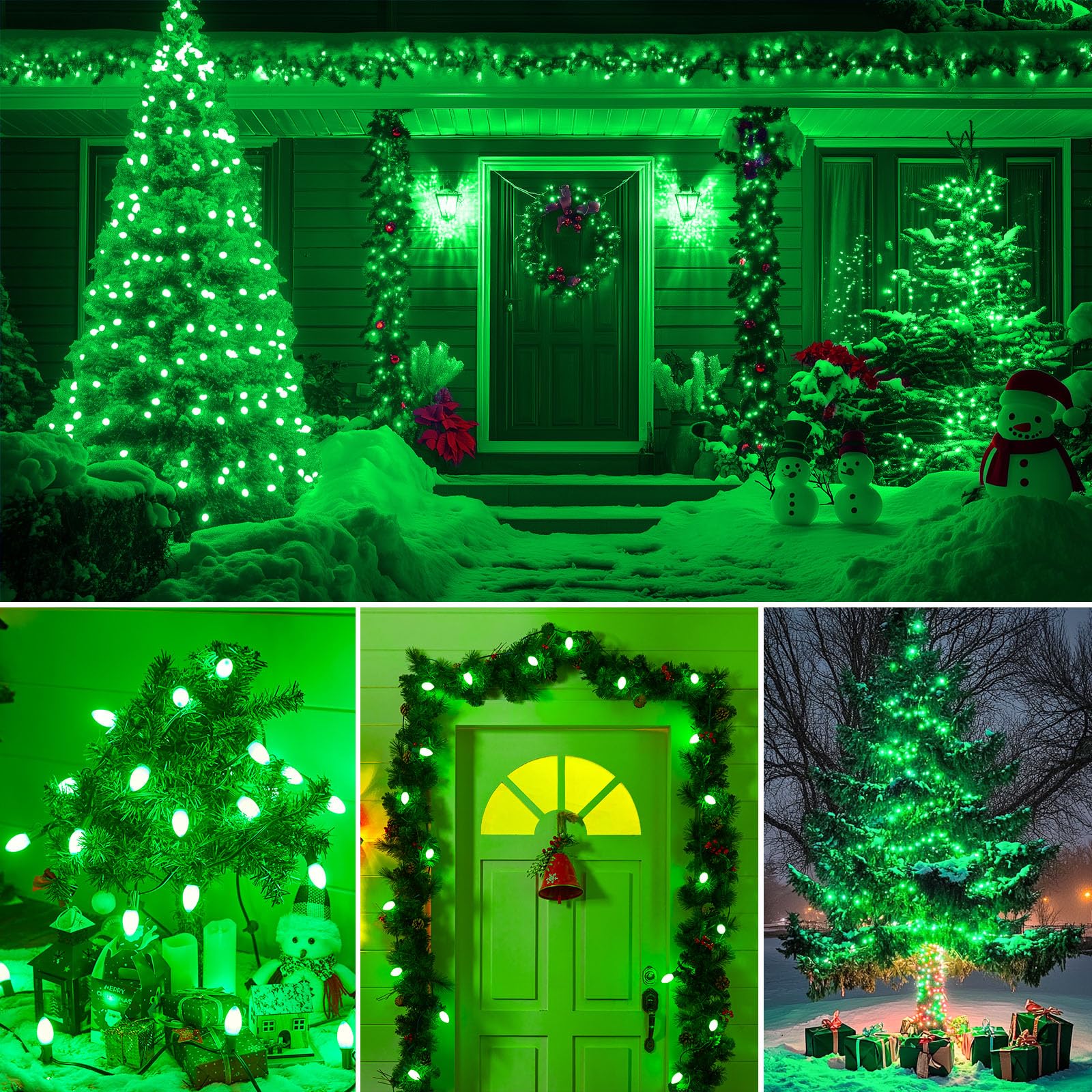 Brightown 25 Pack C9 Incandescent Bulbs, Green C9 Christmas Replacement Light Bulb For Christmas String Lights, E17 Intermediate