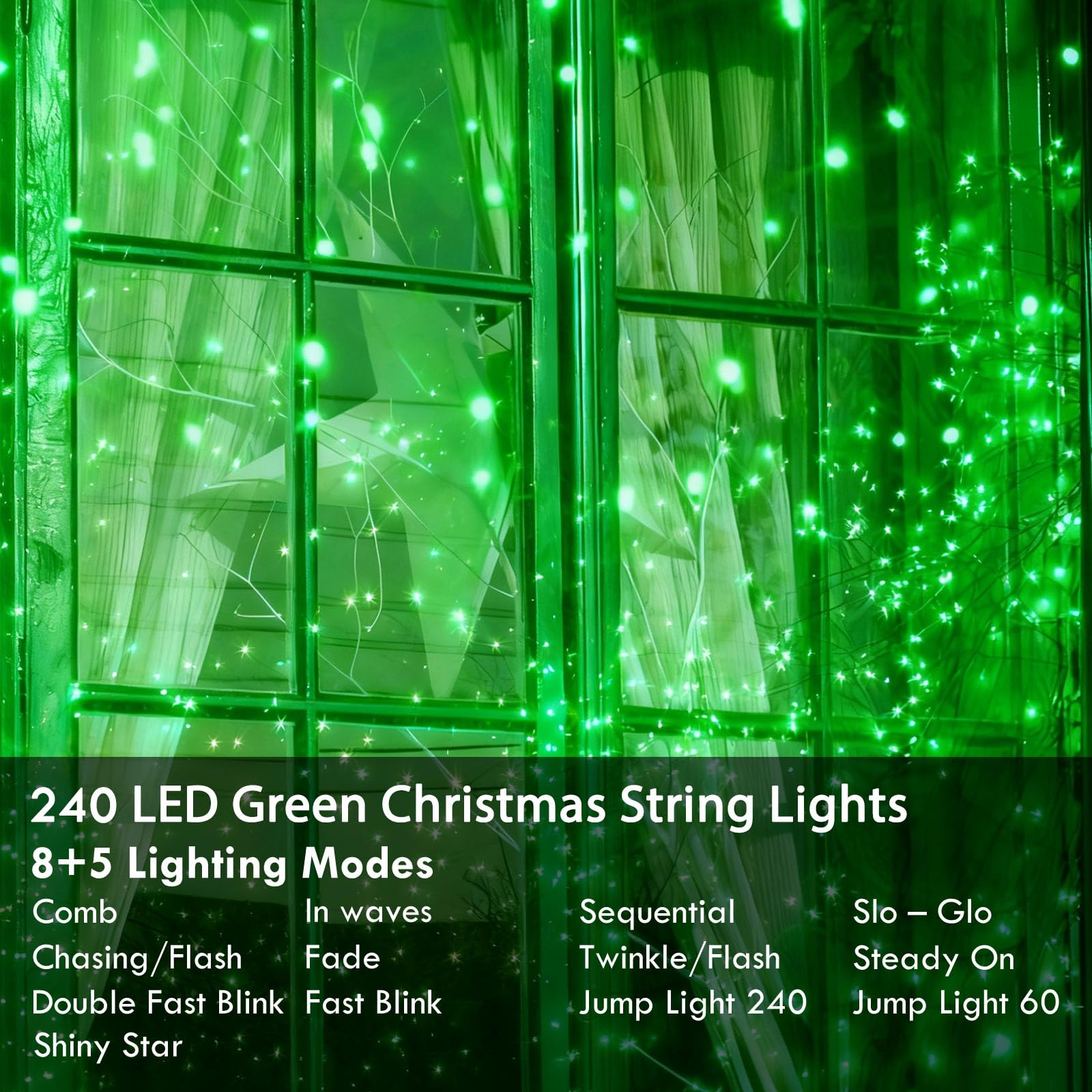 88Ft 240Led Extra-Long Connectable String Lights Indoor Outdoor Clear Wire  Green Christmas String Lights  Plug In Twinkle Fairy Light With Timer For Wedding Patio Tree Yard Christmas Decorations