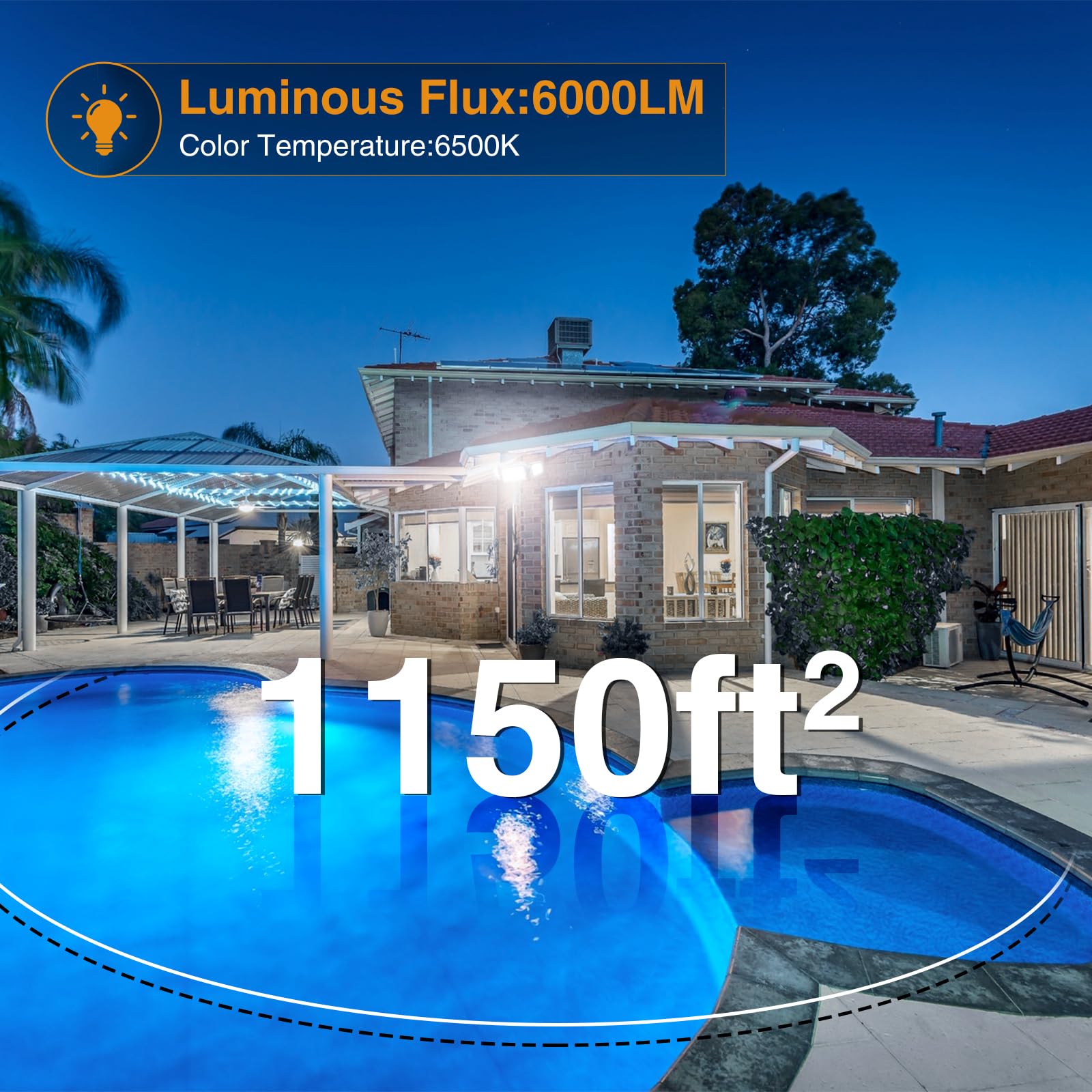 Onforu 55W Led Security Light, 5500Lm Super Bright Outdoor Flood Light Fixture Switch Controlled, Ip65 Waterproof, 6500K White Wall Mount Exterior Security Light For Eave, Yard, Garden, Porch