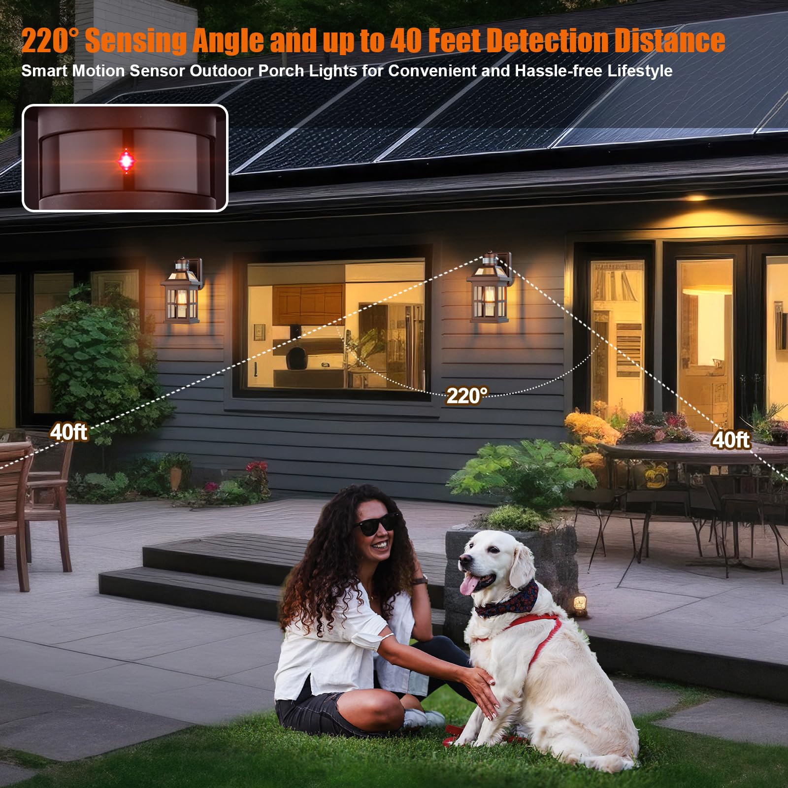 Roravilila Bronze Outdoor Wall Lights With Motion Sensor, Etl Exterior Light Fixtures Waterproof 2 Pack, Anti-Rust Aluminum Porc