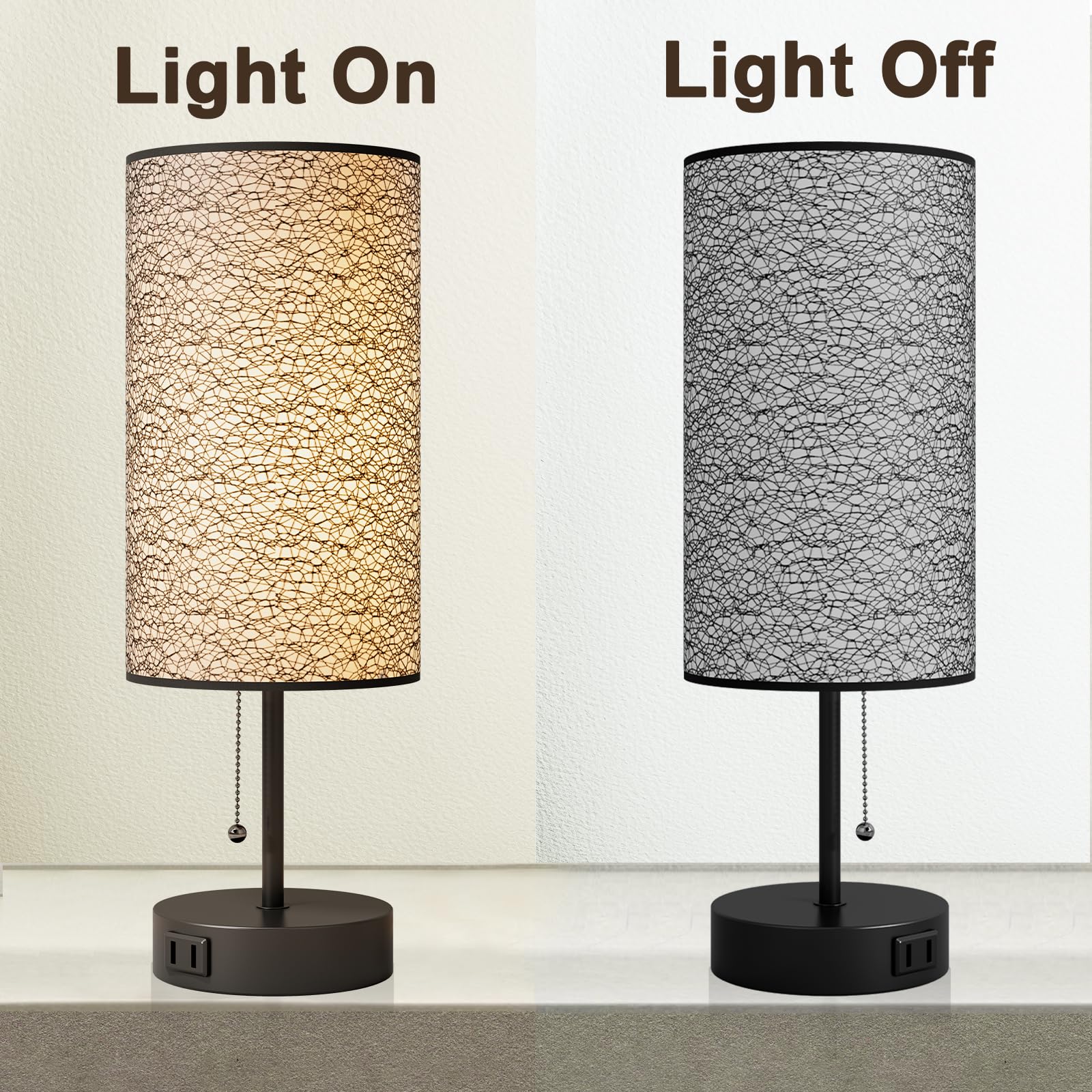 Yidpu Table Lamp For Bedroom,Nightstand Lamp For Bedside With Ac Outlets,Adjustable 3Color Led Light Desk Lamp For Home Decor,In