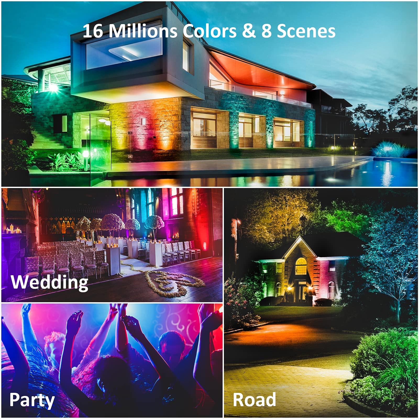 Novostella Smart LED Flood Light Outdoor 50W RGB+CW, Tunable White 2700K-6500K, Landscape Floodlights APP Control,Halloween Colo