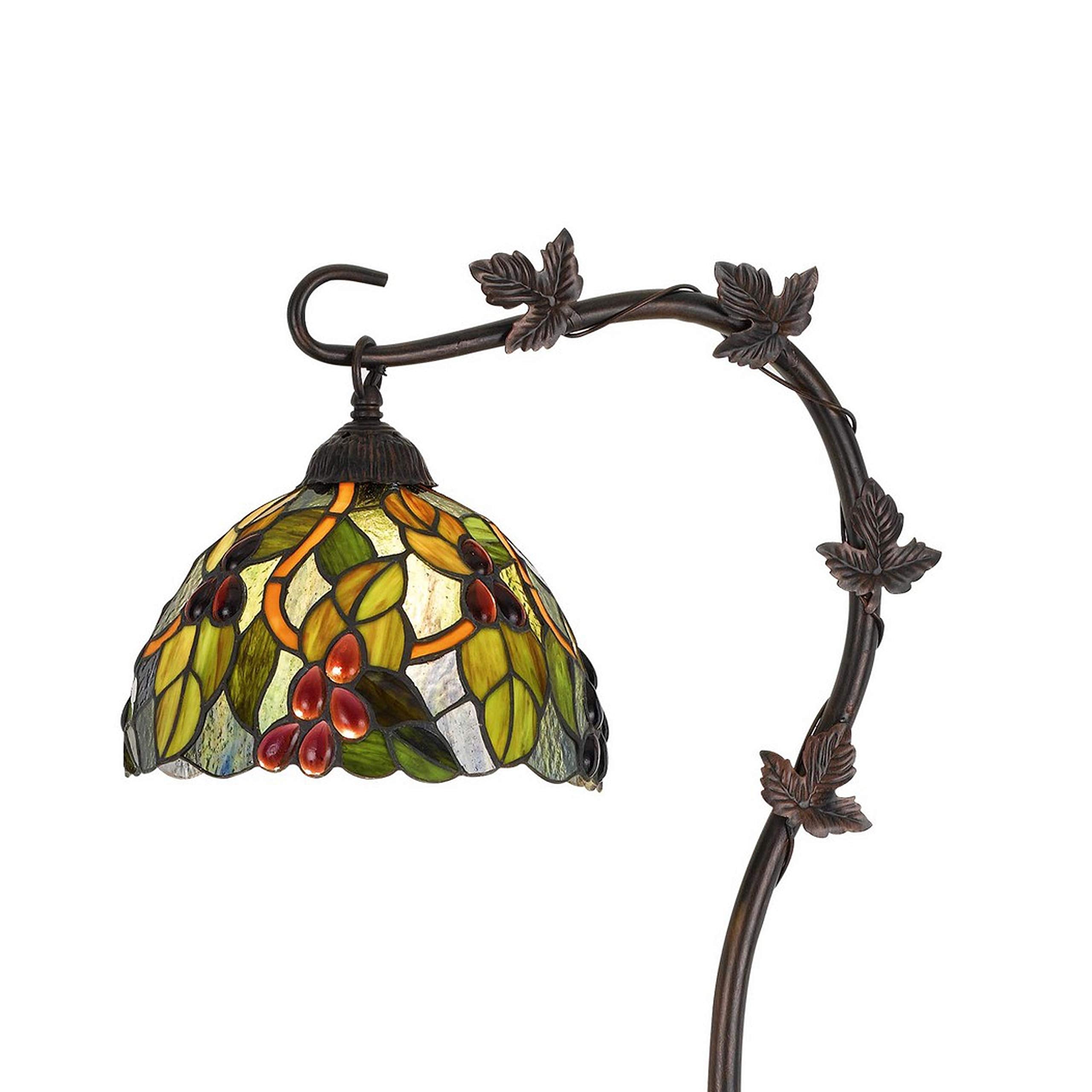 Benzara Downbridge Metal Tiffany Floor Lamp, Multicolor Leaf Accents, Model BM224936