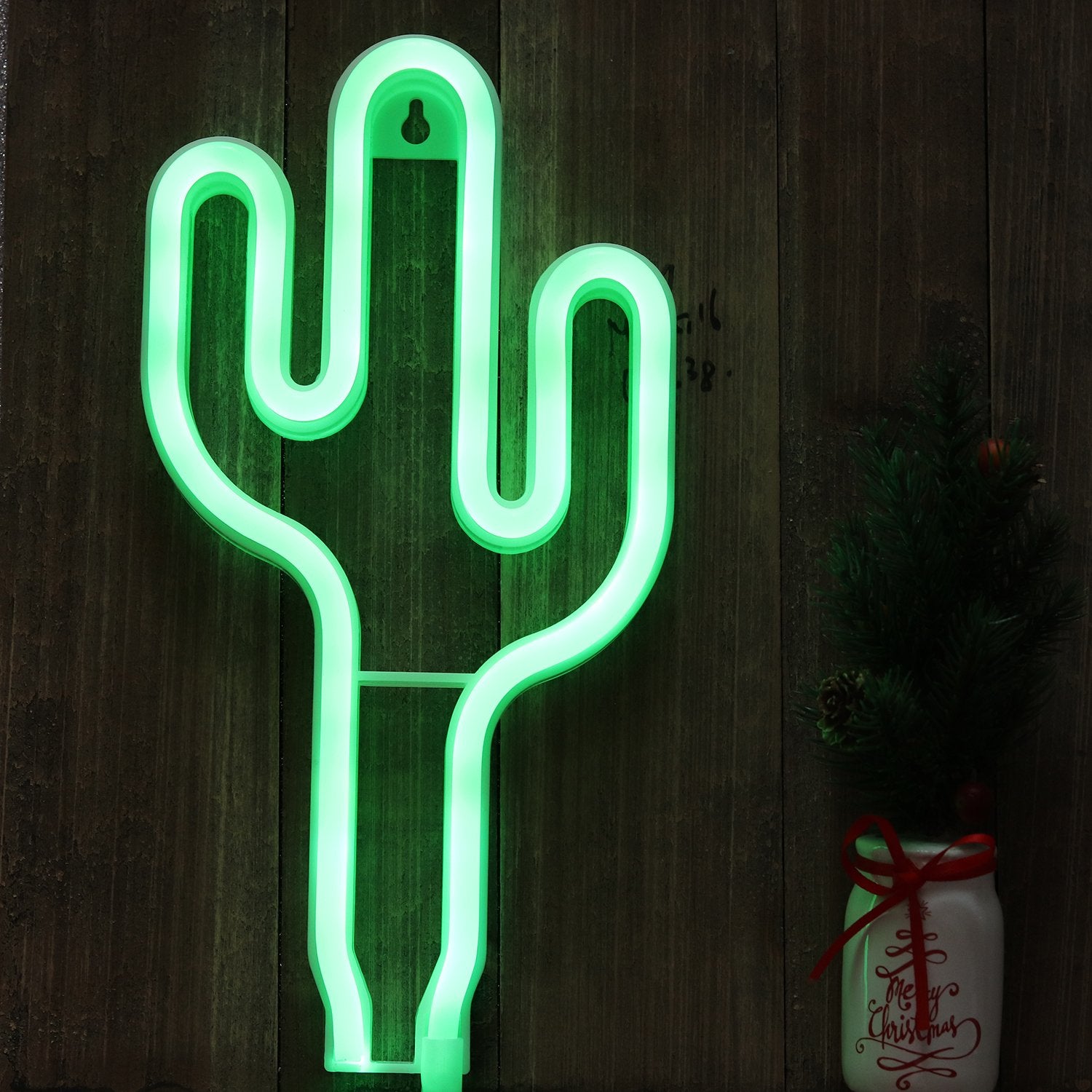 Cactus Neon Light Wall Decor Neon Signs For Bedroom Kids Battery And Usb Powered Night Light Home Decoration (Necac)