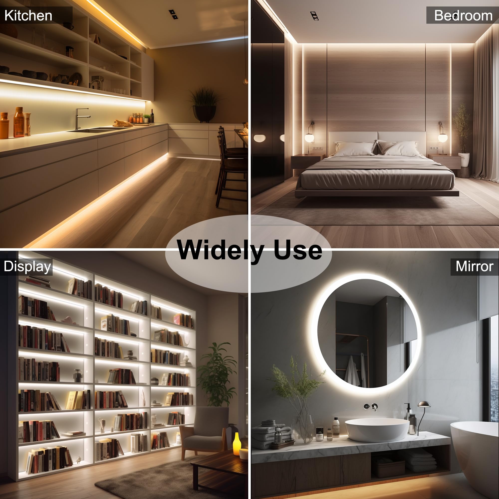 AXMOTUT CCT COB LED Strip Lights, 49ft Dimmable 2700K-6500K, High Density CRI 90+, Remote & Power Supply, Warm White