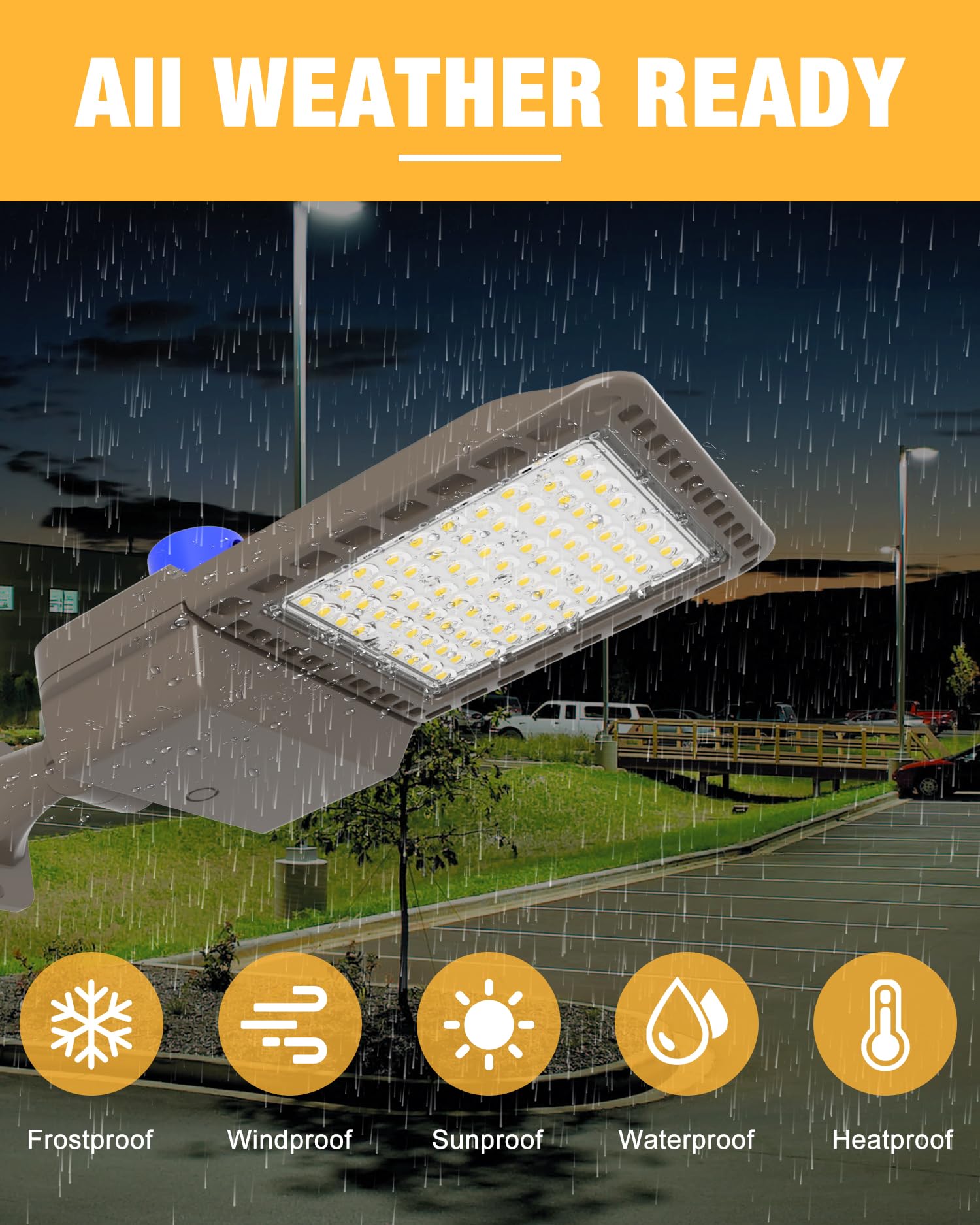 JC-LGL LED Parking Lot Light 200W, 28000LM, IP65 Waterproof, 5000K Daylight, Bronze, Model L2115-PL-200W-D