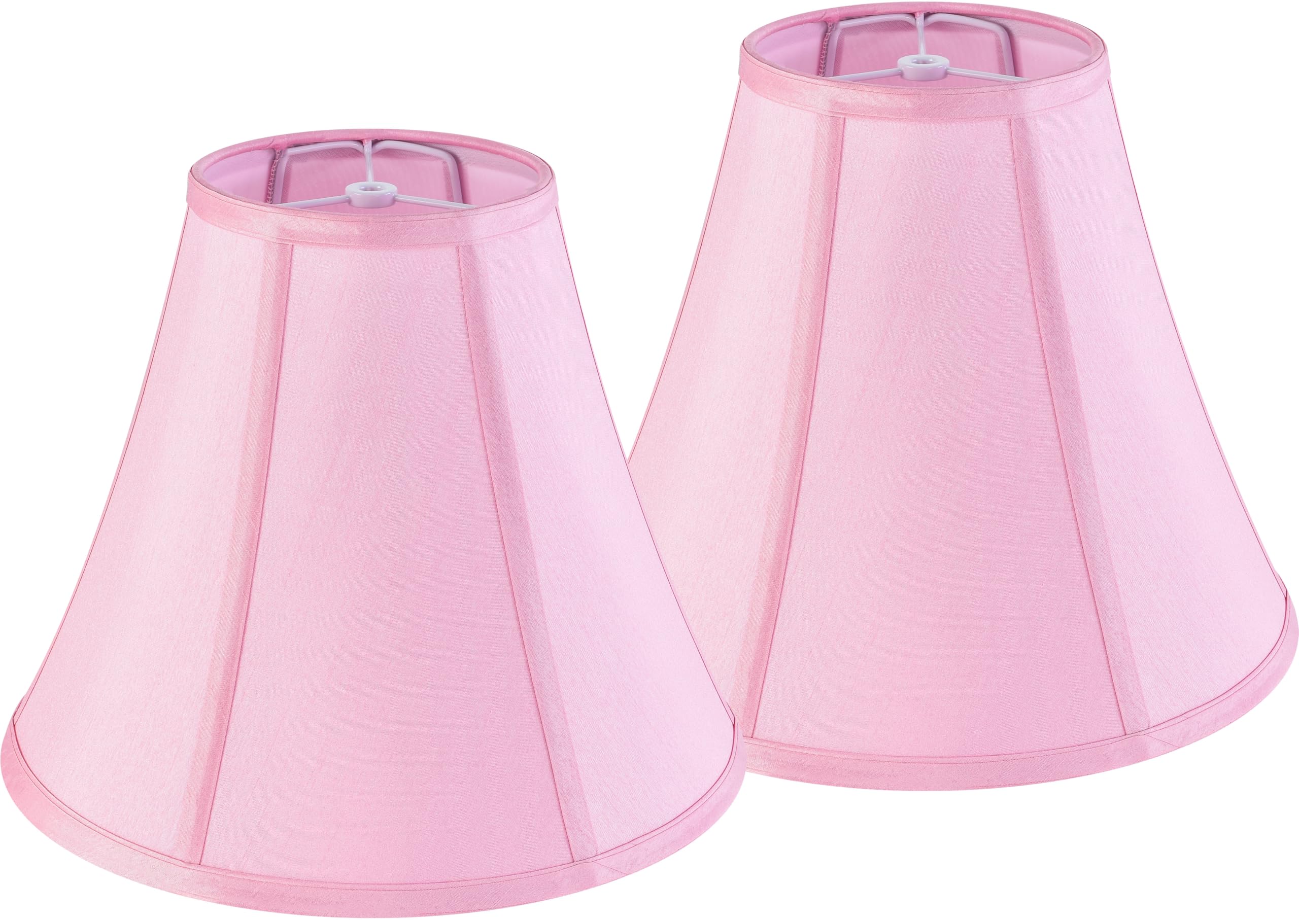 Set of 2 Bell Lamp Shades Pink Medium Lamp Shade 6'' Top x 13'' Bottom x 10.6'' High(Spider) Side Ribbing Replacement Lampshade,