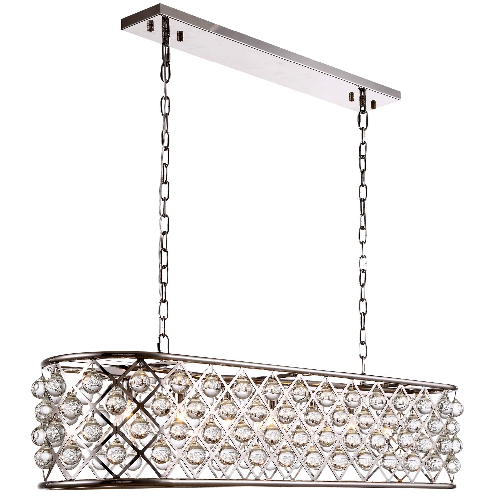 Elegant Lighting 1215G50PN/RC Madison Collection 7-Light Pendant Lamp with Royal Cut, 50&quot; Length x 13&quot; Width x 15&quot; Height, Polished Nickel Finish, Crystal