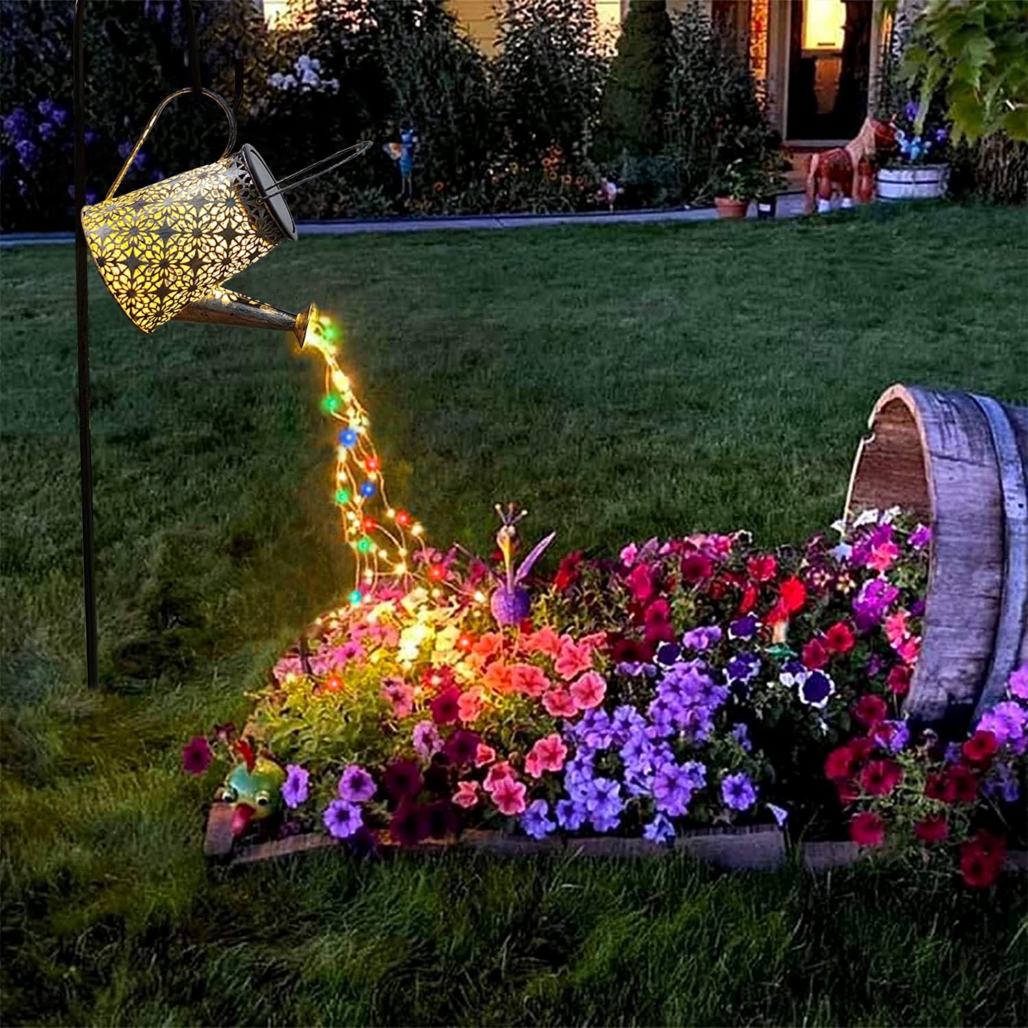 Vookry Solar Watering Can Lights, Waterproof Multicolor Metal Lantern, 1 Pack For Patio, Yard, Garden Decor