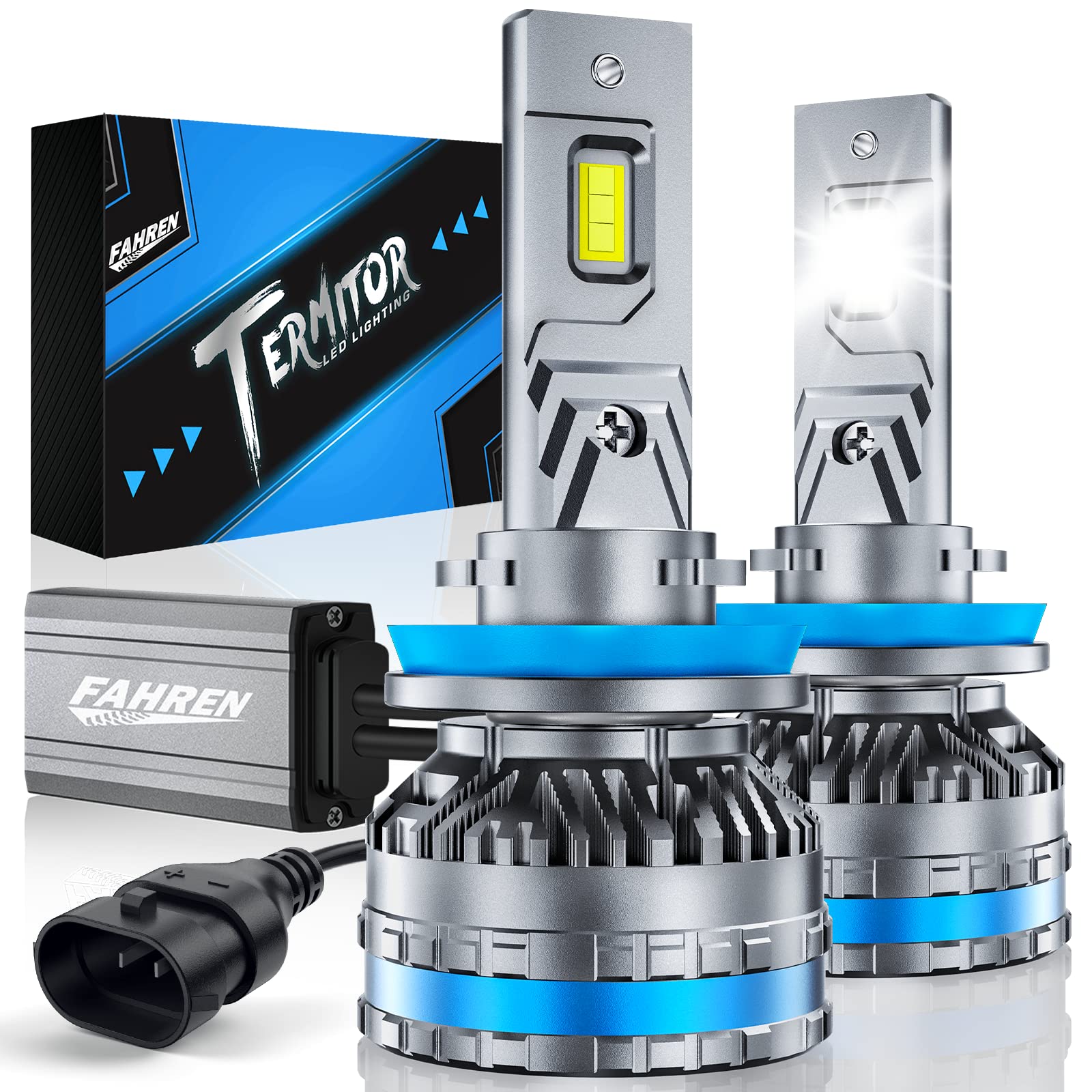 FAHREN H11 Fog Bulbs, 120W 32000LM Cool White, IP68 Waterproof, Quick Installation, H8/H9 Compatible, Pack of 2