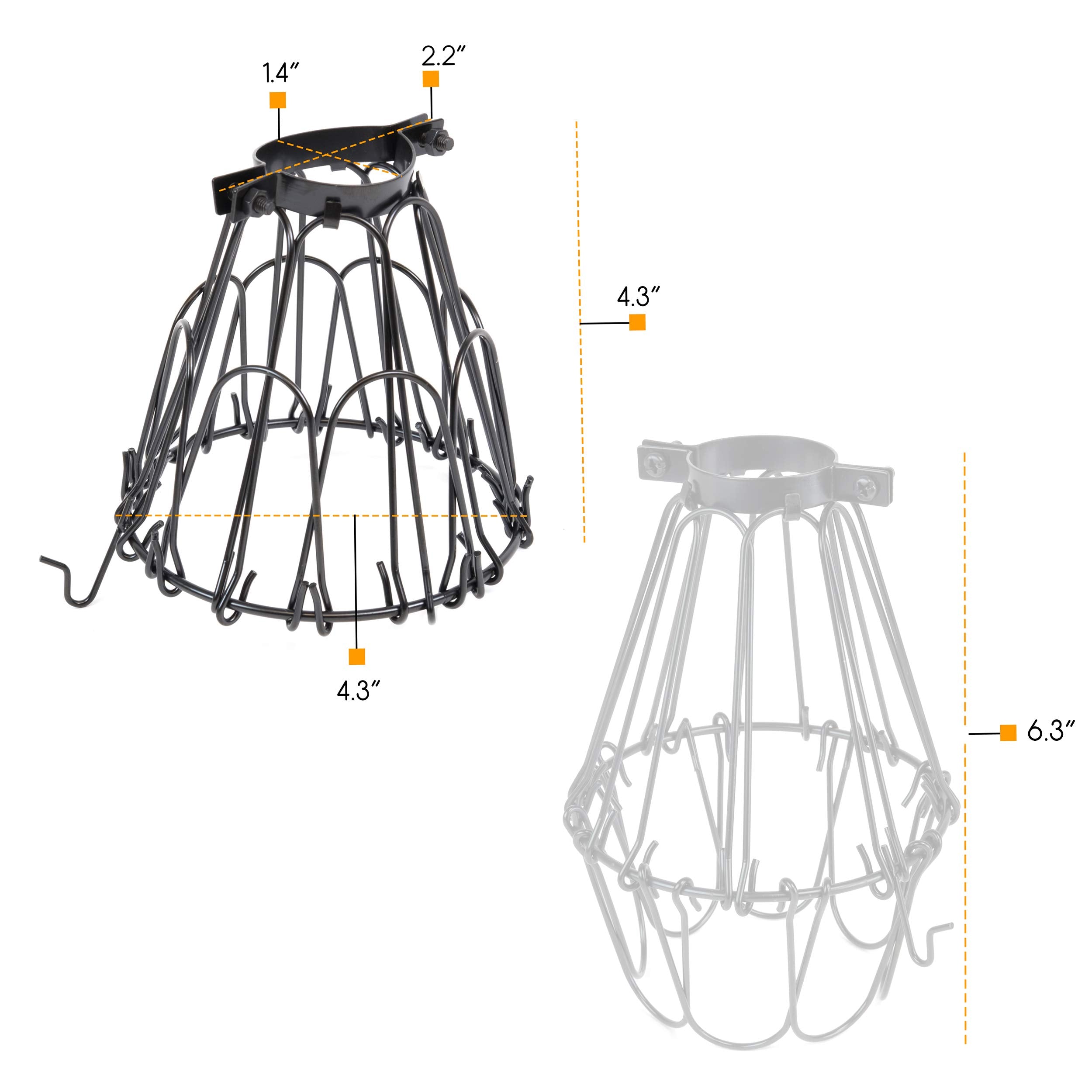 Rustic State Adjustable Metal Wire Hanging Pendant Light Cage, Lamp Shade, Bulb Cover Guard, Lighting Fixture - Industrial Vinta