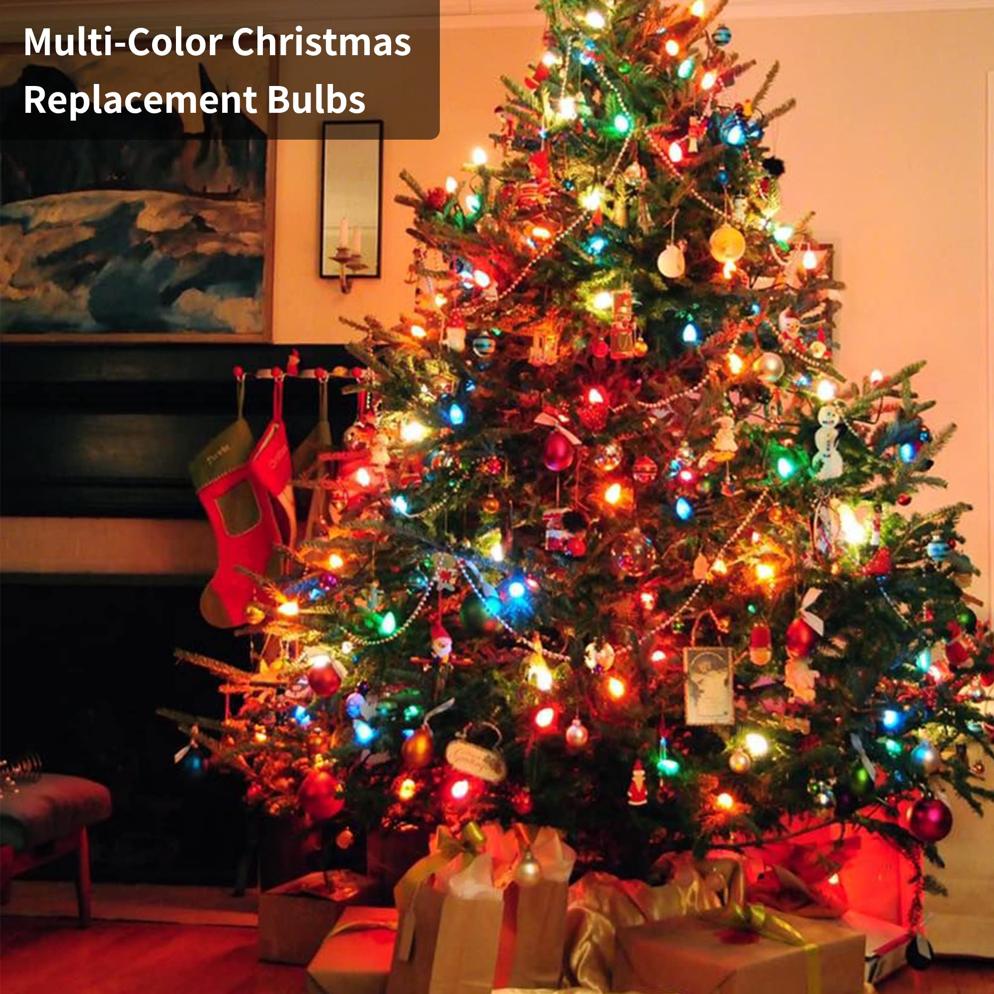 C7 LED Red Light Bulb, Christmas Light Bulbs E12 Candelabra Base, Mini LED Bulbs 1W(10W Equivalent) Night Light Bulbs for Salt L