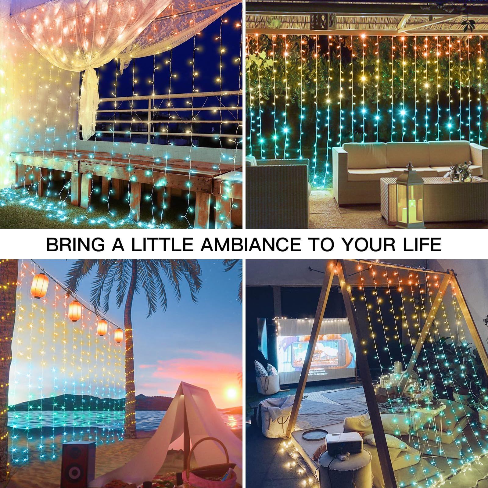 Suddus 180 Led Curtain Lights, 6.5X5.9Ft Usb Fairy Lights For Bedroom, Party, Multicolor