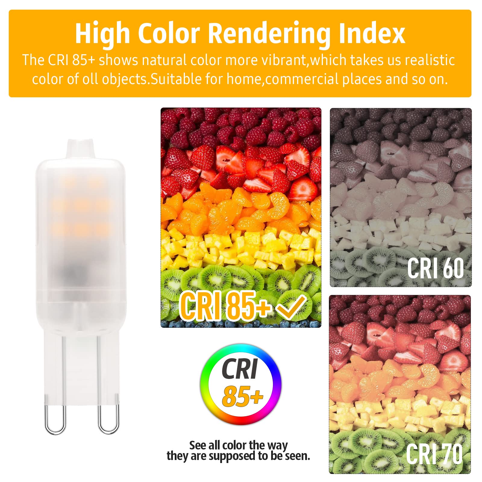 RuLEDne G9 LED Bulb 2W, Frosted T4 Corn Bulb, 200LM, 2700K Soft Warm White, Non-Dimmable, 10 Pack,
