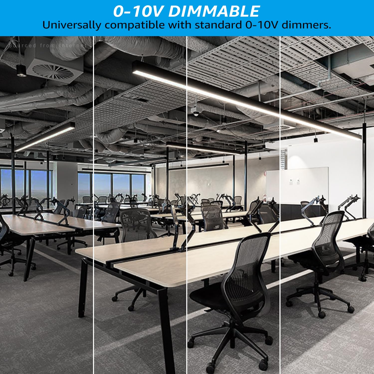 Leonlite 4Ft Linkable Led Linear Light, 3Cct 40W 3000K/4000K/5000K Cct Selectable, Etl Listed Dimmable Architectural Led Suspens