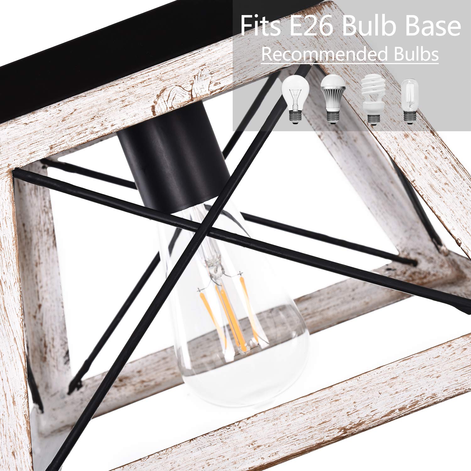 Luupyia Beige Farmhouse Ceiling Light Fixture - Rustic 1-Light Flush Mount Chandelier