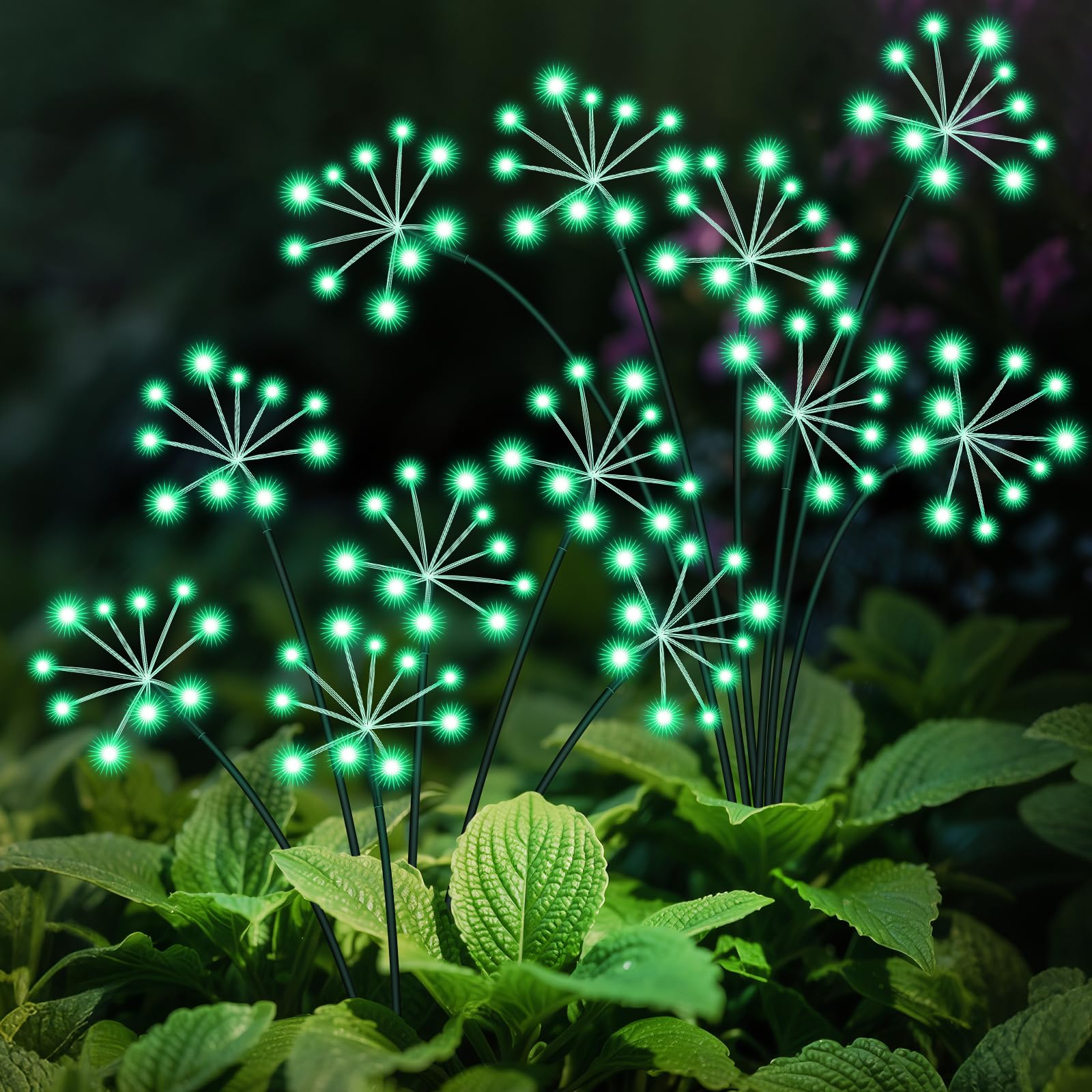 Solar Garden Lights 2 Pack Waterproof Swaying Starburst Light Solar Outdoor Lights For Yard Patio Walkway Pathway Party Wedding Decoration  Unique Gifts For Women  Green