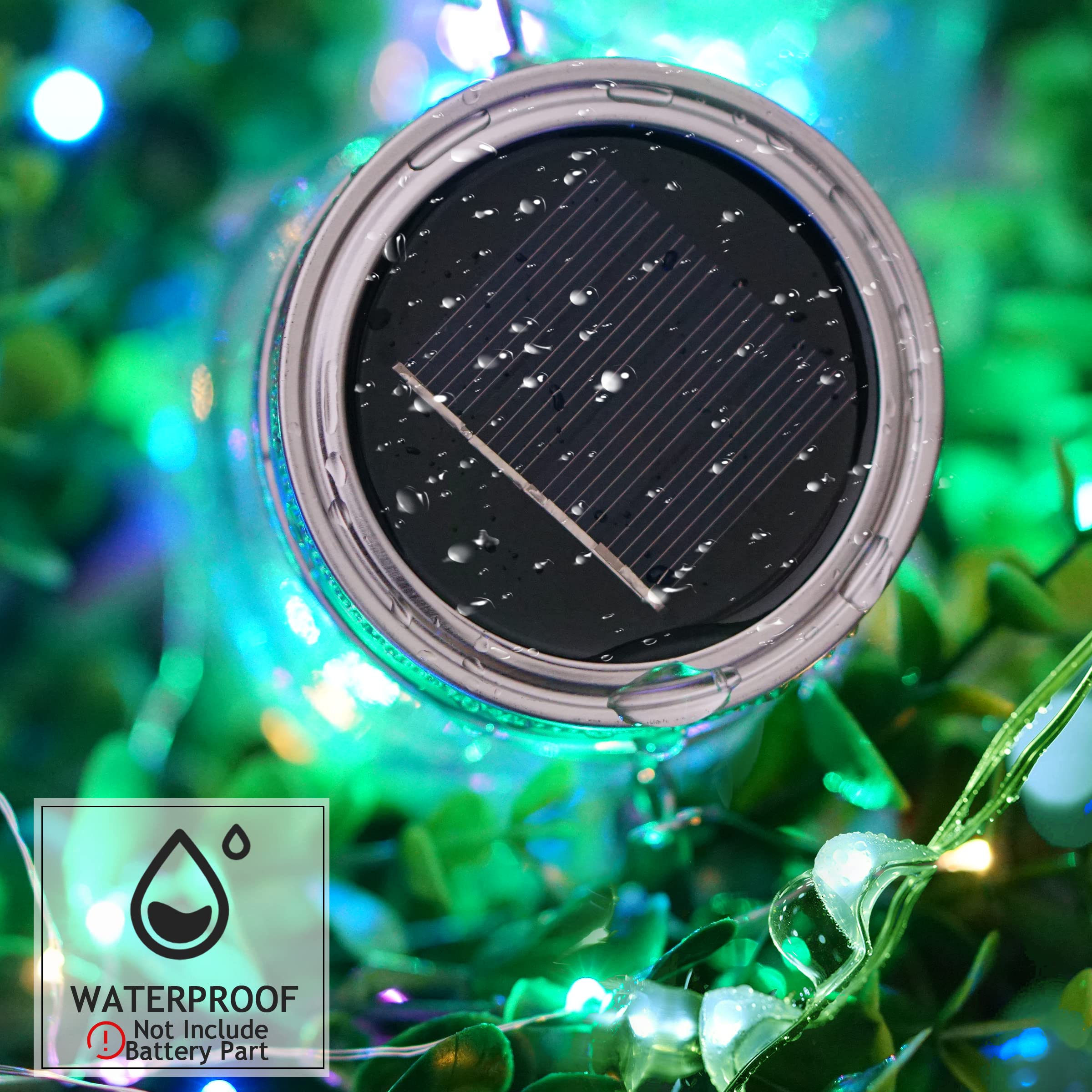 SmilingTown Solar Mason Jar Lights, 30 LED String Lights, Waterproof, Multi-colored (No Jars)