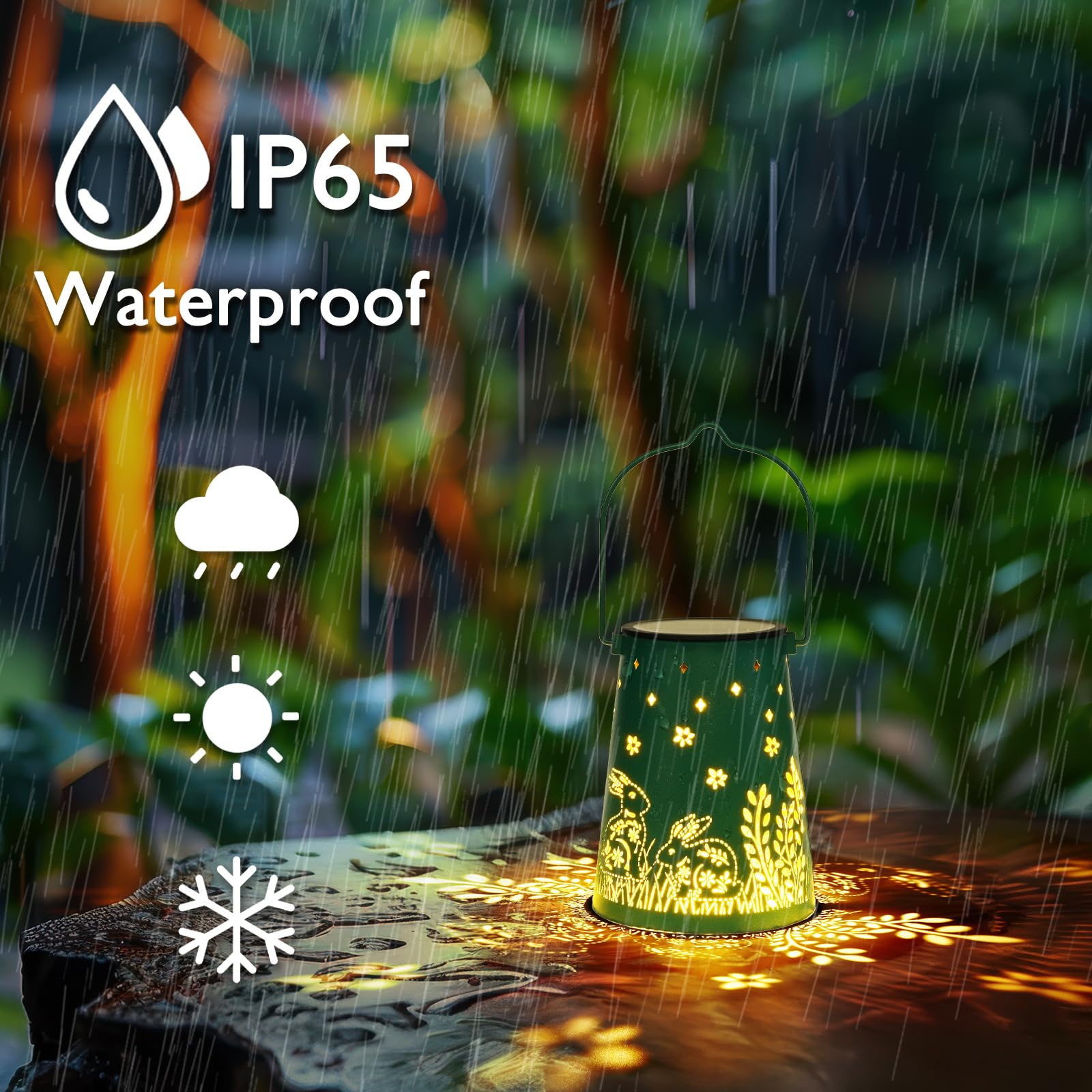 Homemory Solar Lanterns Rabbit Lights Outdoor Waterproof Garden Decor Women Gifts For Birthday  Led Hanging Solar Lights Metal Lantern Decoration Outside For Yard  Patio  Backyard  Porch  Lawn