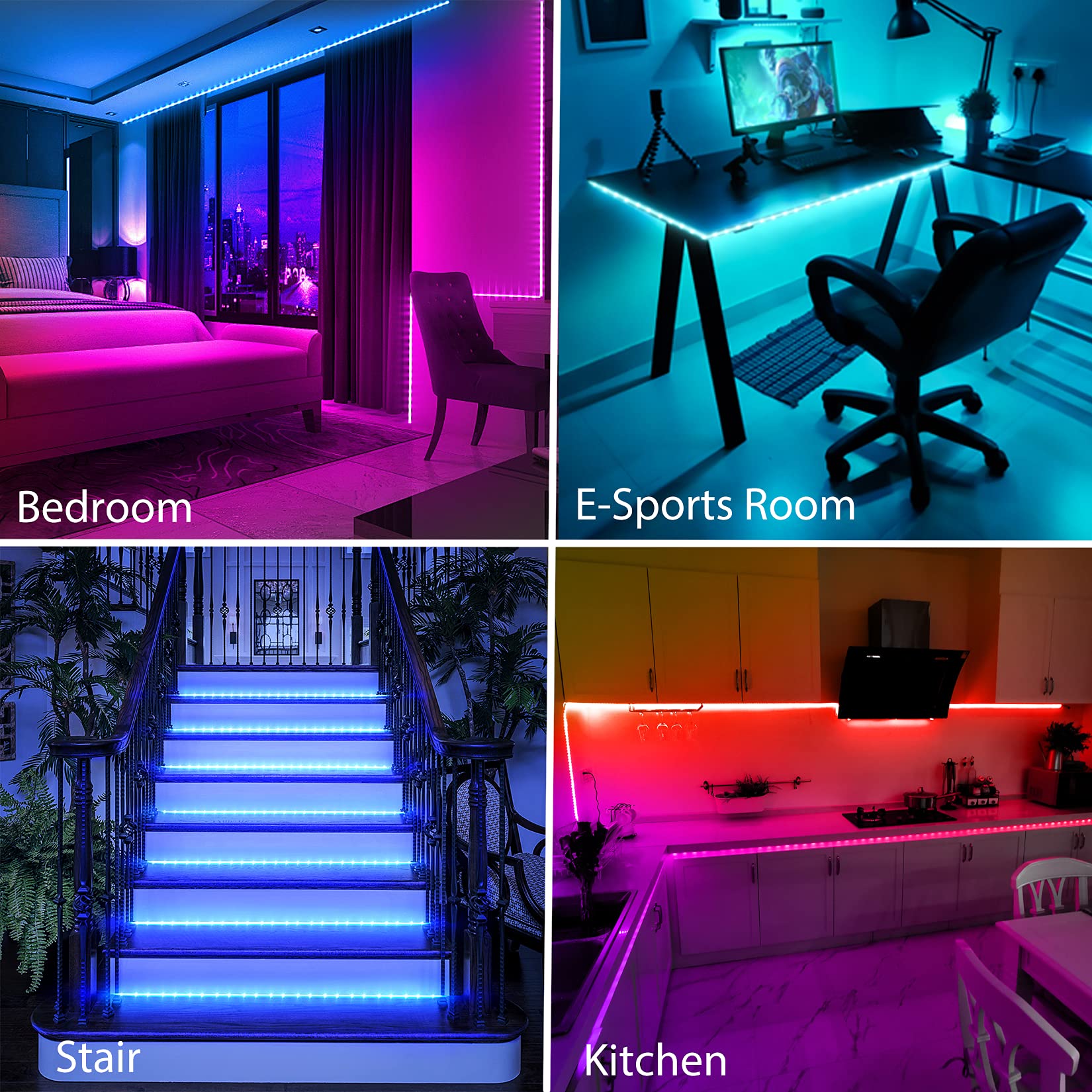 QZYL LED Strip Lights 100 FT, Multicolor 5050 RGB, App Control & Music Sync, Model LED LIGHTS-100, 44 Keys IR Remote