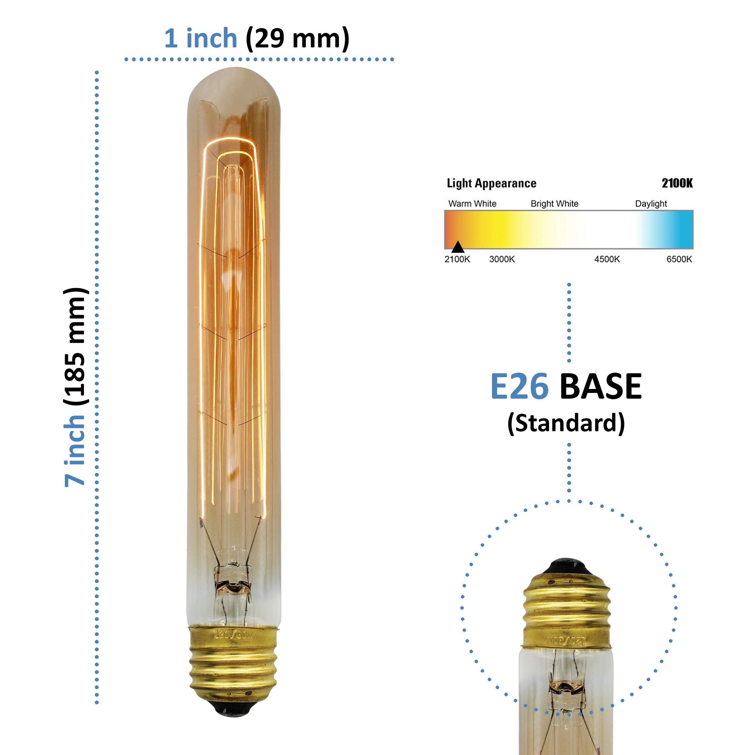 Bunnit Bulbs Vintage Edison Bulb T9-185, 60W, Amber Copper, 2-Pack