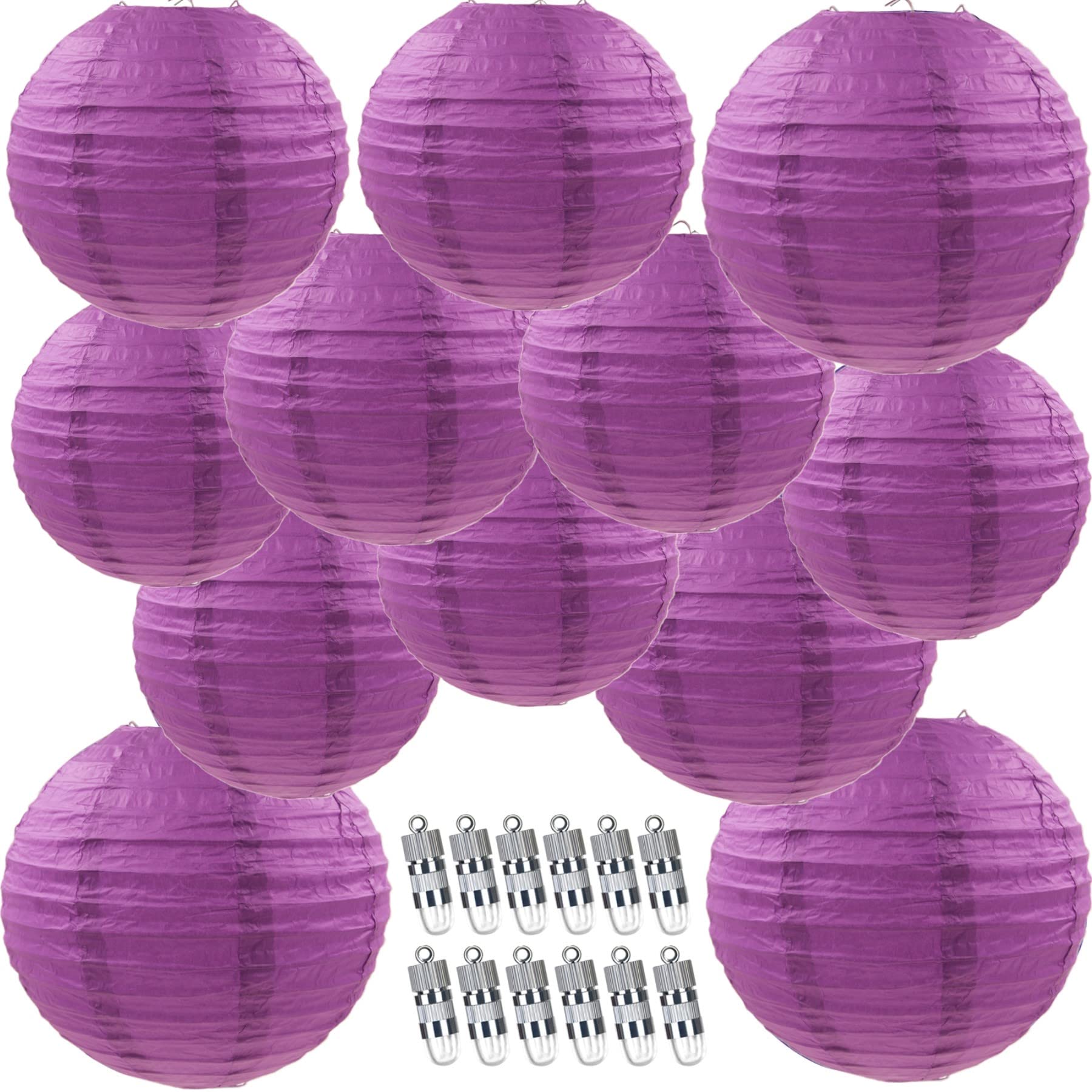 12 Packs White Led Paper Lantern With Lights ,6&quot; 8&quot; 10&quot; 12&quot; Round Hanging Chinese/Japanese Ball Lantern For Christmas Valentine'S Day Easter 4Th Of July Christmas