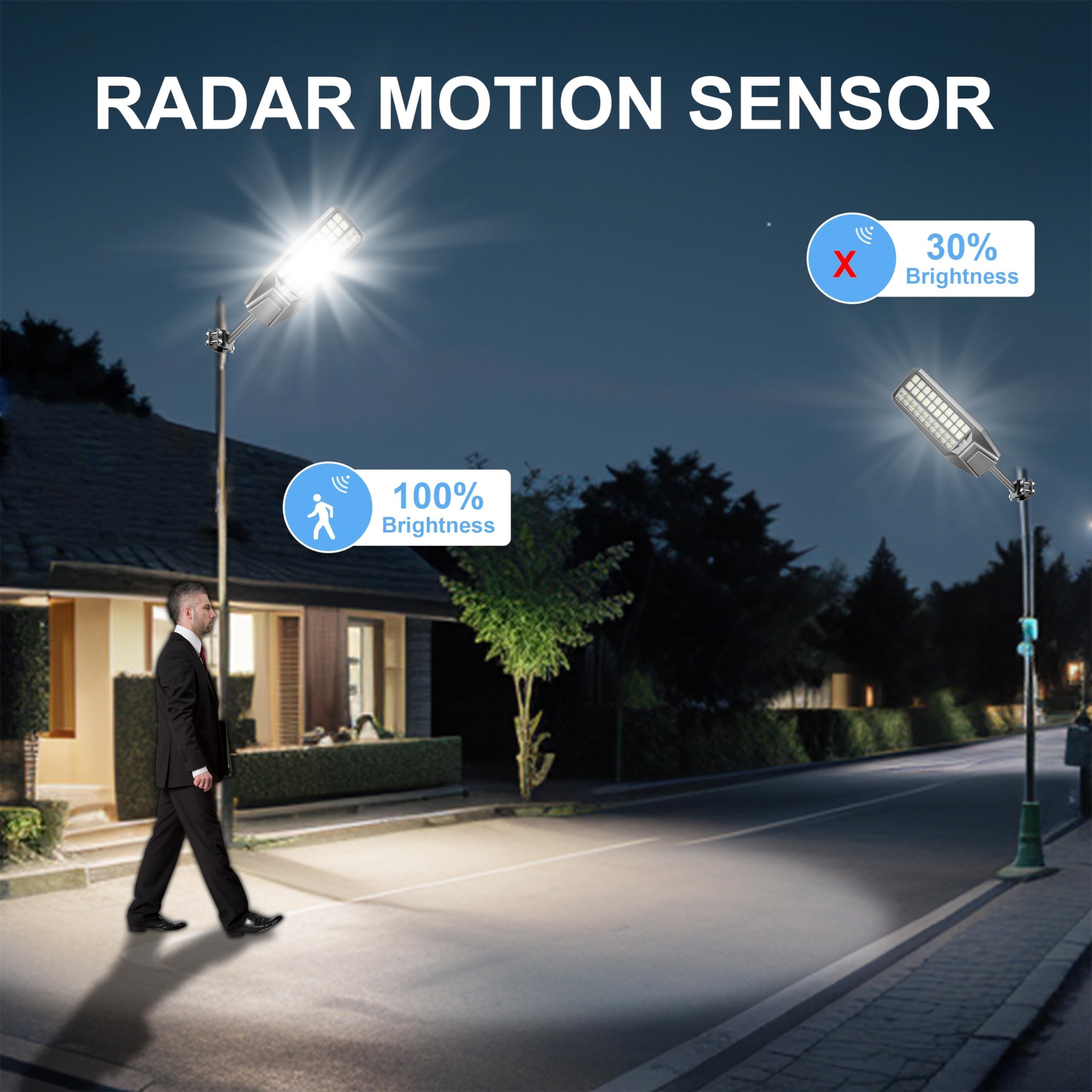 loyoele Solar Street Lights 900000LM 10000W LED Motion Detection, Weatherproof, Black, 2 Pack