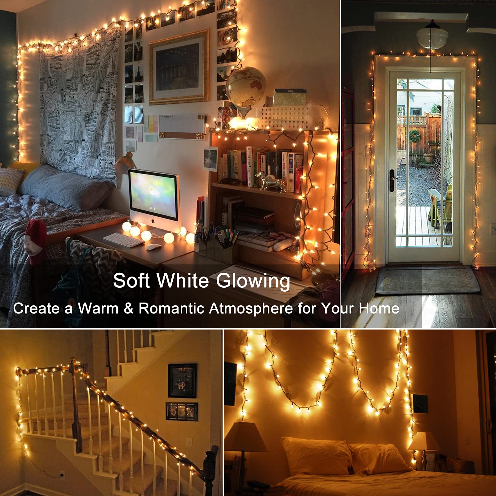 Brizled Warm White Clear Christmas Lights Connectable, 21FT 100 Count Mini Incandescent String Lights Plug in, Waterproof Xmas T