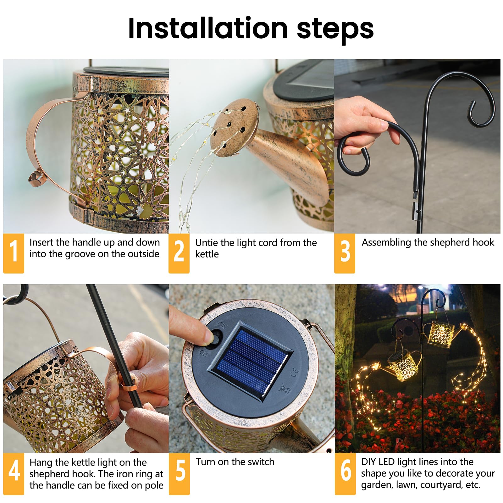 Solar Lights Outdoor Decorative, 2 Pack Metal Solar Watering Can Lights Waterproof, Small Hanging Solar Garden Decor Yard Lights