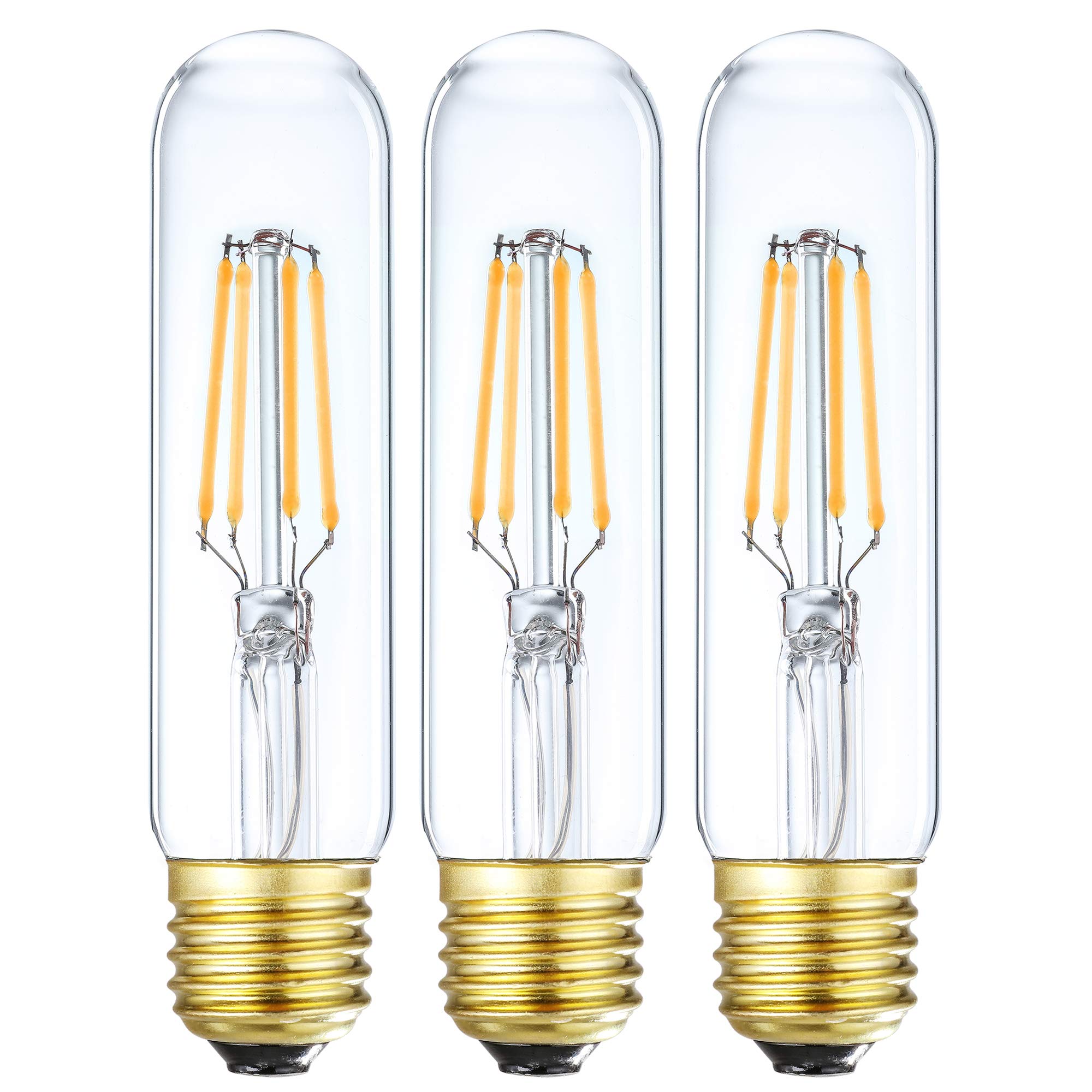 Leools Led Tube Bulb Glass 4W Dimmable Edison T10 Tubular Bulb,E26 Medium Base Filament Lamp 40 Watt Incandescent Bulb Equivalen