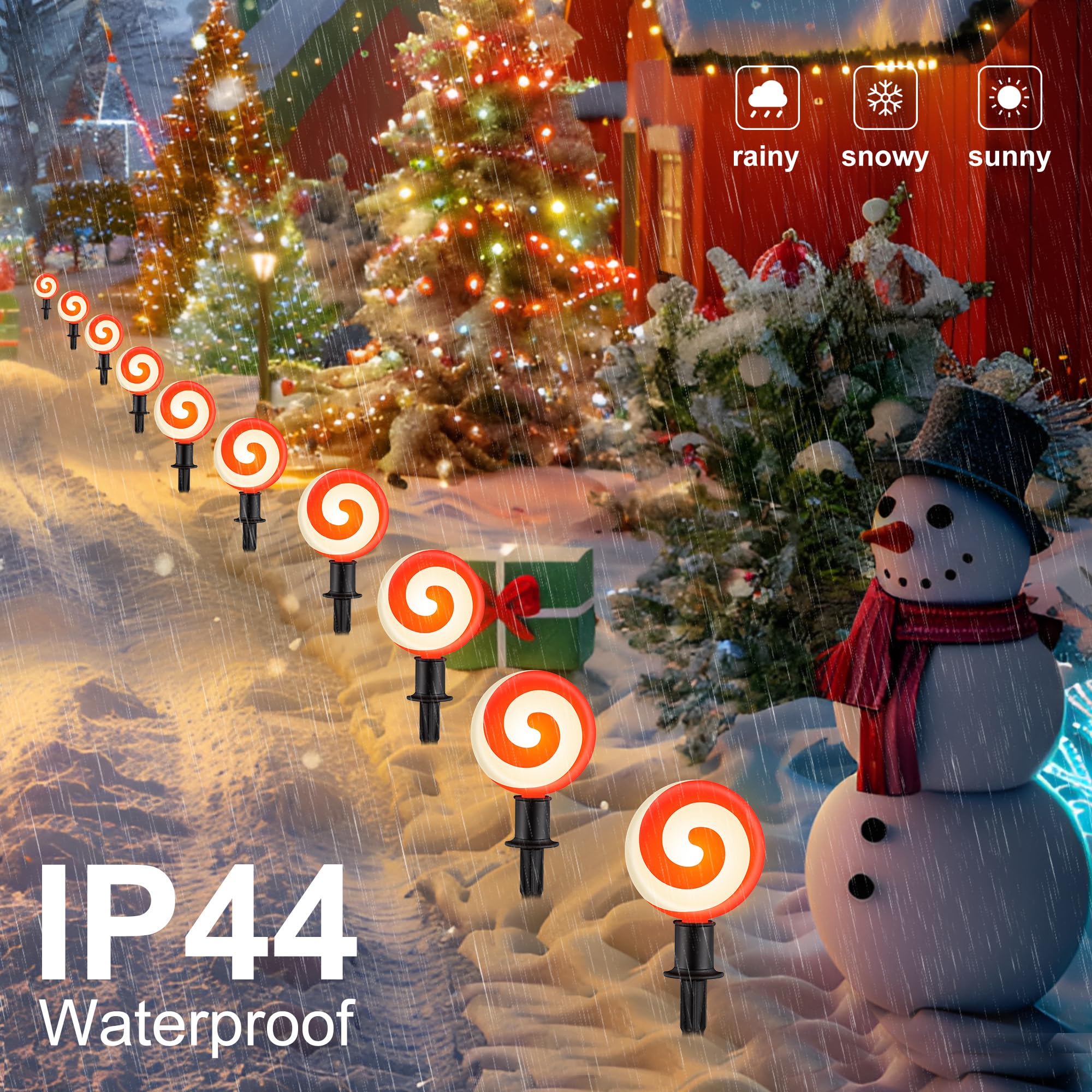 Ultimate Unicorn Christmas Decoration Lollipop Pathway Lights, Pathway Lights Decoration, Red Peppermint Lights Outdoor With Sta