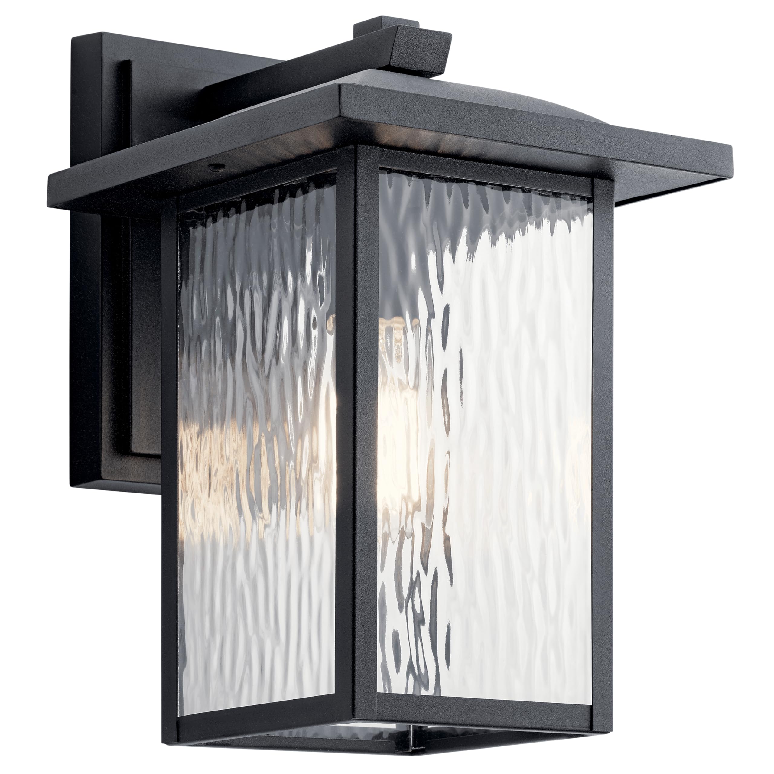 Kichler Capanna 13.25 Outdoor Wall Light in Black, 1-Light Exterior Wall Sconce Patio and Porch Light with Clear Water Glass, (1