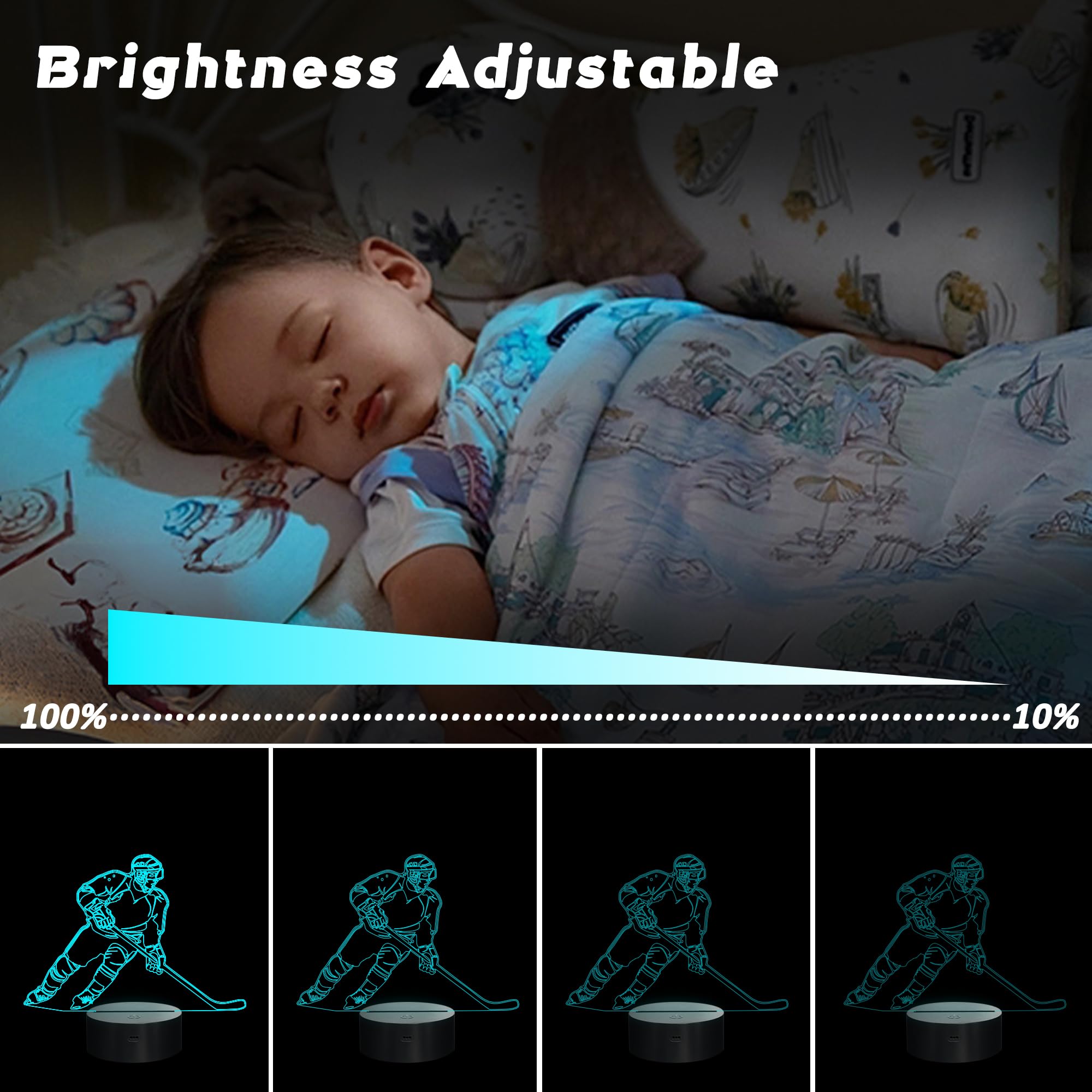 Coolgift Mart Hockey Gifts, 3D Rangers Hockey Lamp With 16 Color Changing Remote Control And Timer, Perfect Christmas And Birthd