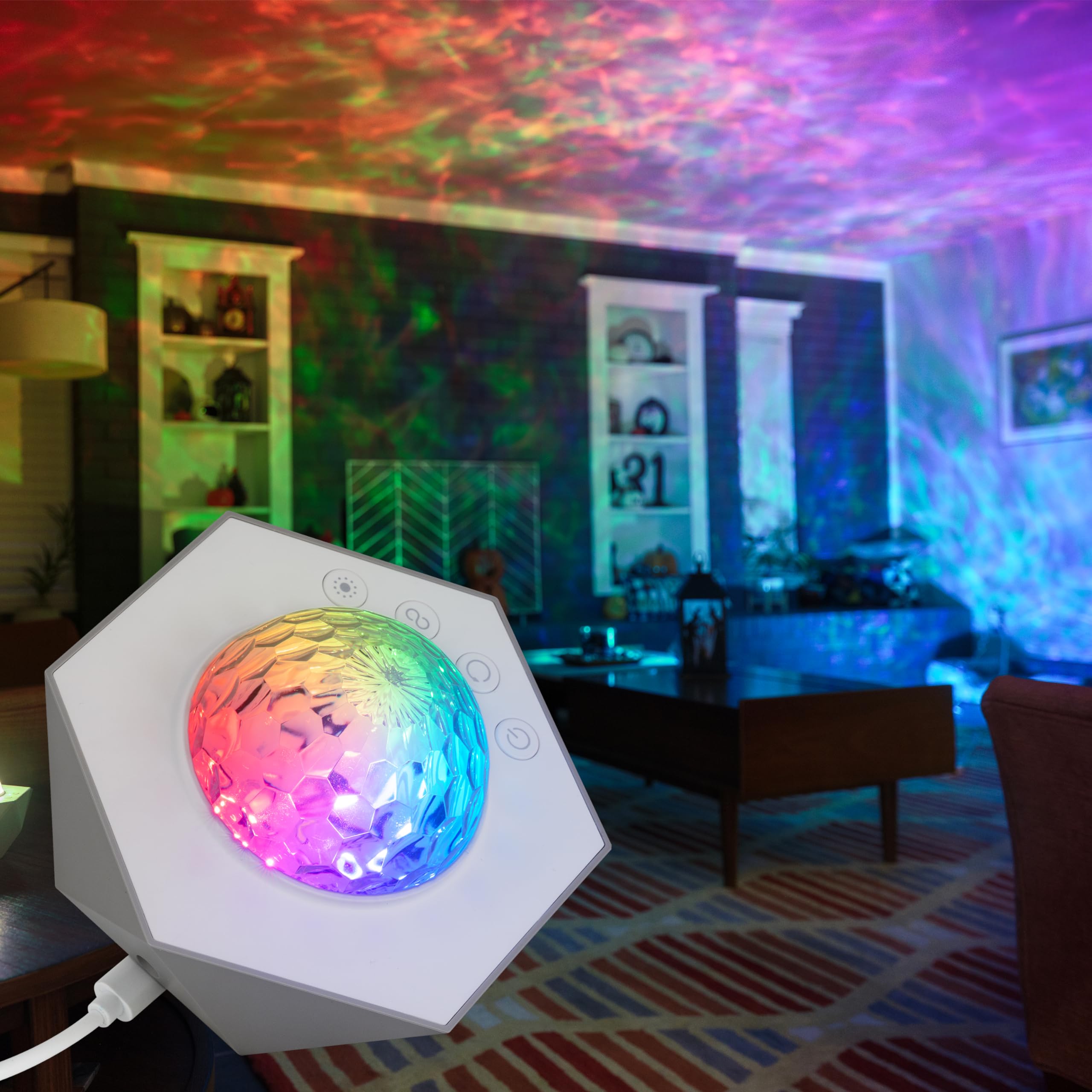 Enbrighten Galaxy Night Light Projector - Star, Aurora & Nebula Ceiling Projector with 15 Color Combinations - USB-C Powered Tab