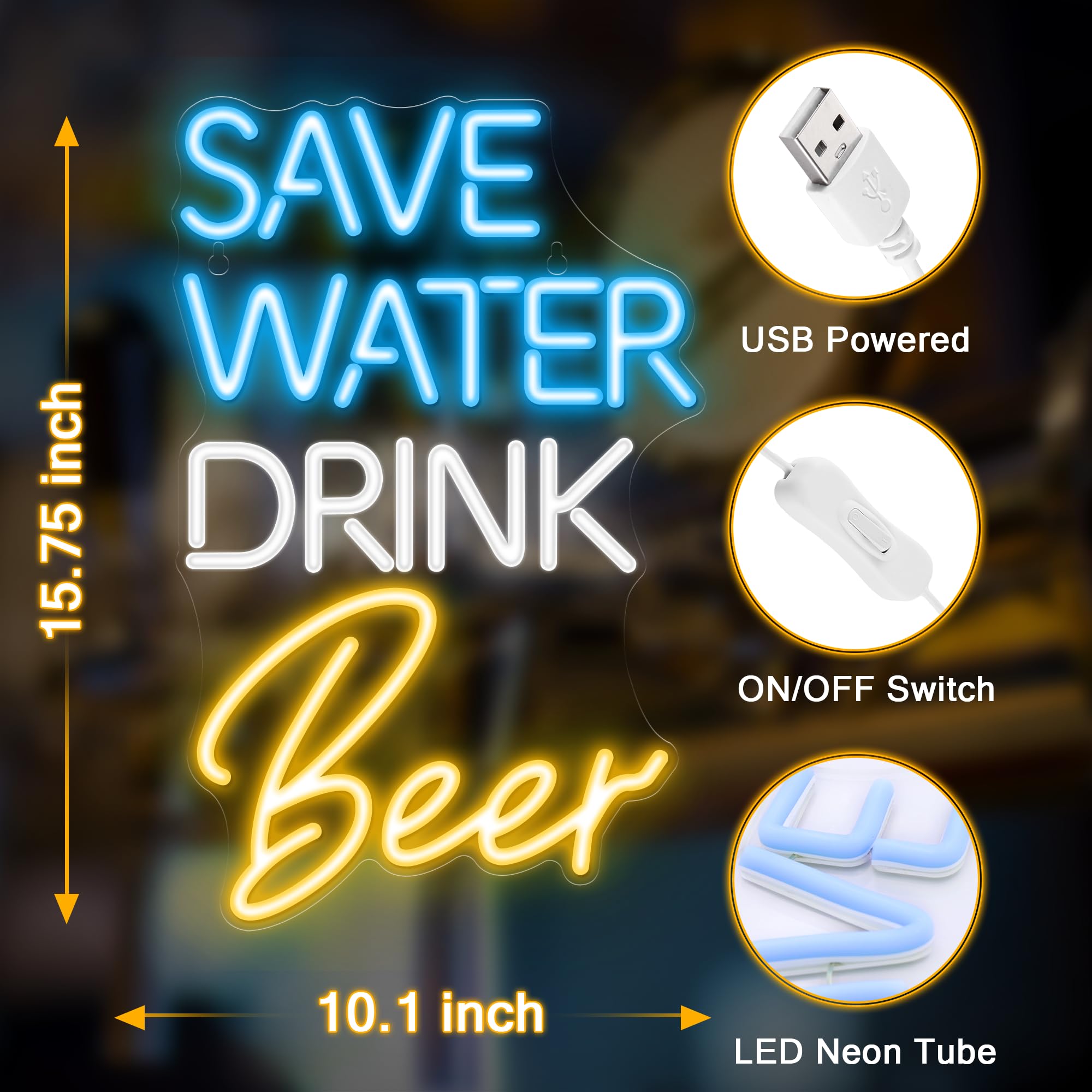 Kavaas Save Water Drink malt-inspired Neon Sign  Neon malt-inspired Signs For Man Cave  Home Bar  Pub  Wall Decor - Best Gifts For malt-inspired Lovers  Birthday  Christmas