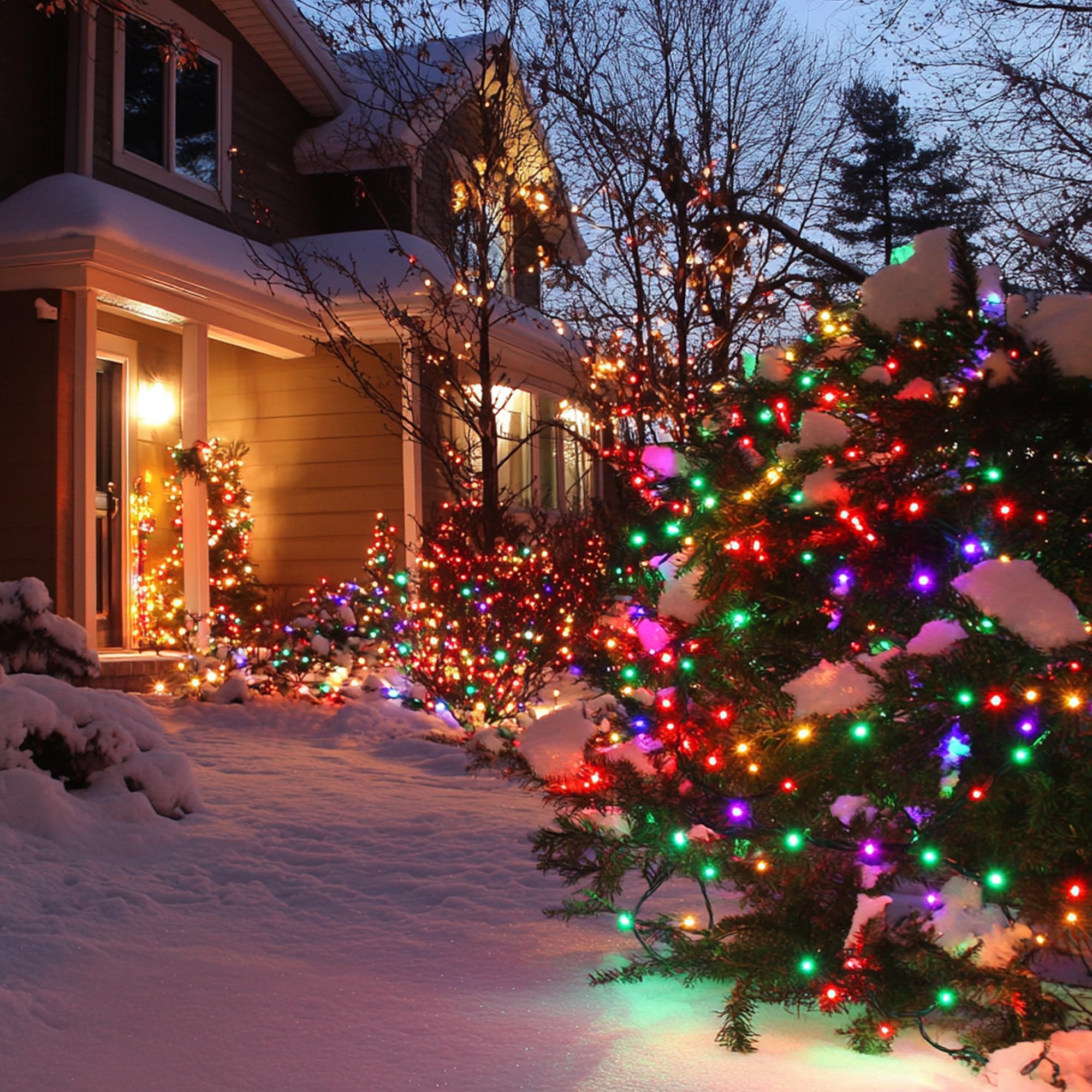 Tw Shine Color Changing Christmas Lights, 66 Ft 200 Led Warm White & Rgb String Lights With Remote, Waterproof, Outdoor & Indoor