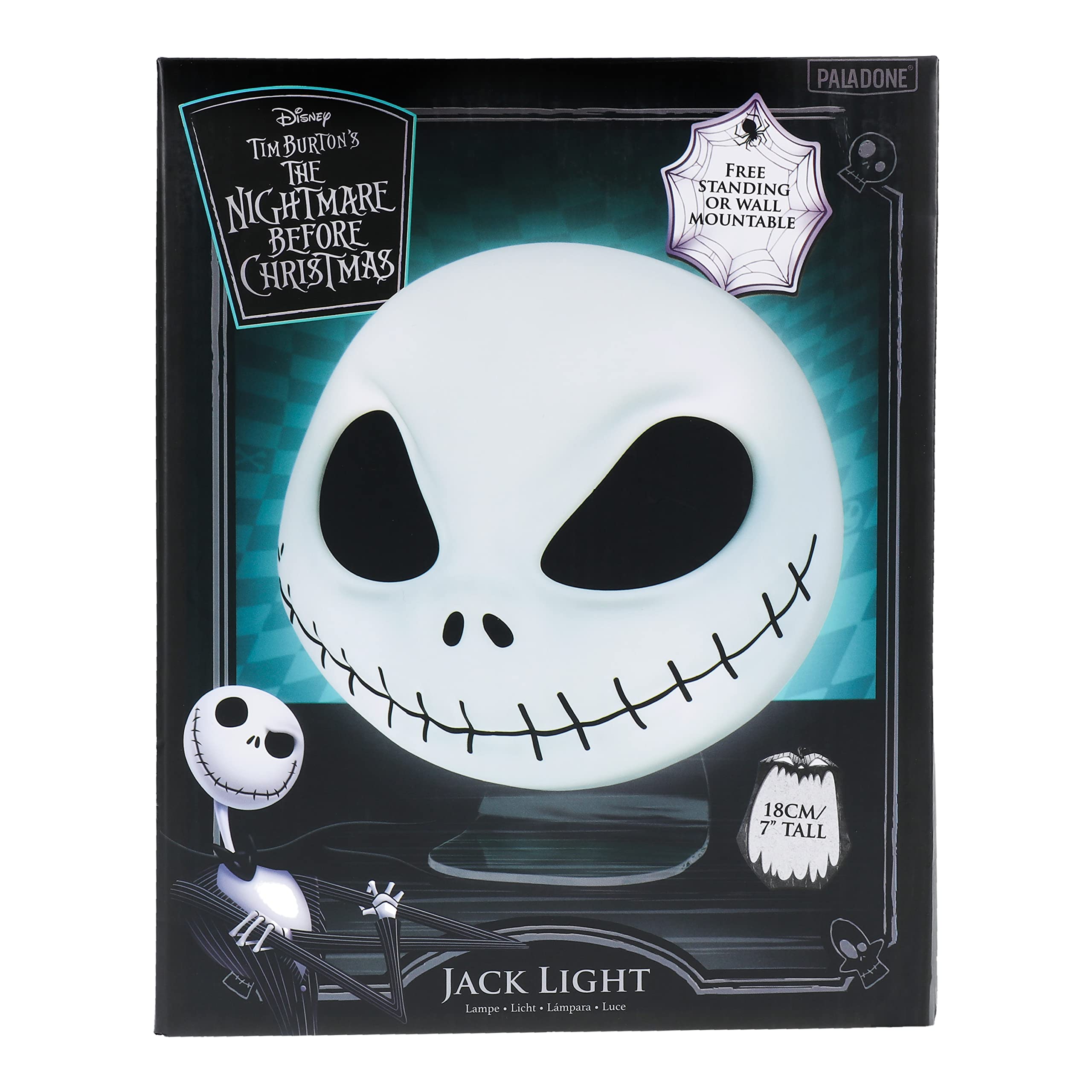 Paladone Nightmare Before Christmas Mask Light - USB & Battery Powered Desk Lamp, Wall Mountable, Multicolor, Model 11197, Jack Size