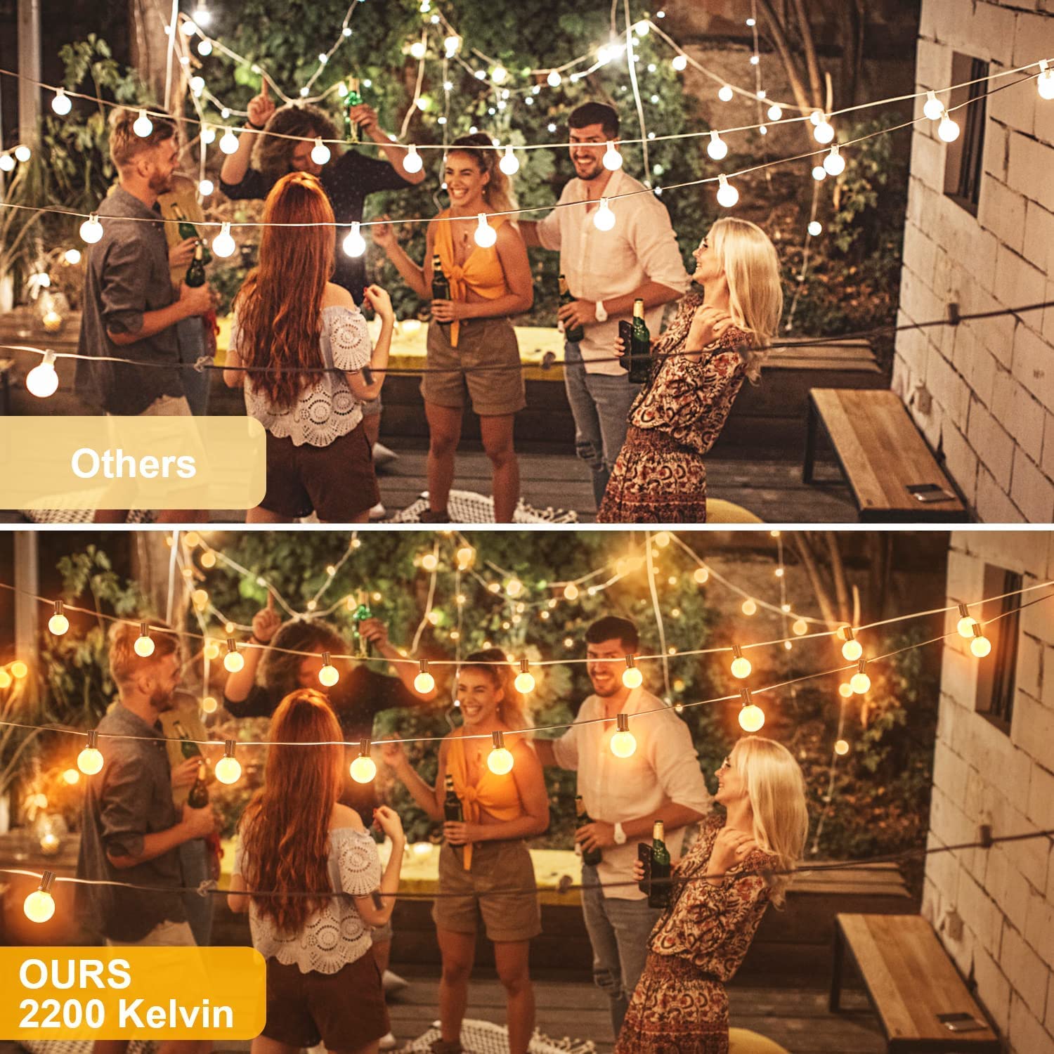 Ohlux Outdoor String Lights,110Ft Dimmable Patio Lights With 58 G40 Shatterproof 2200K Led Bulbs(2 Spare),Waterproof Hanging Lig