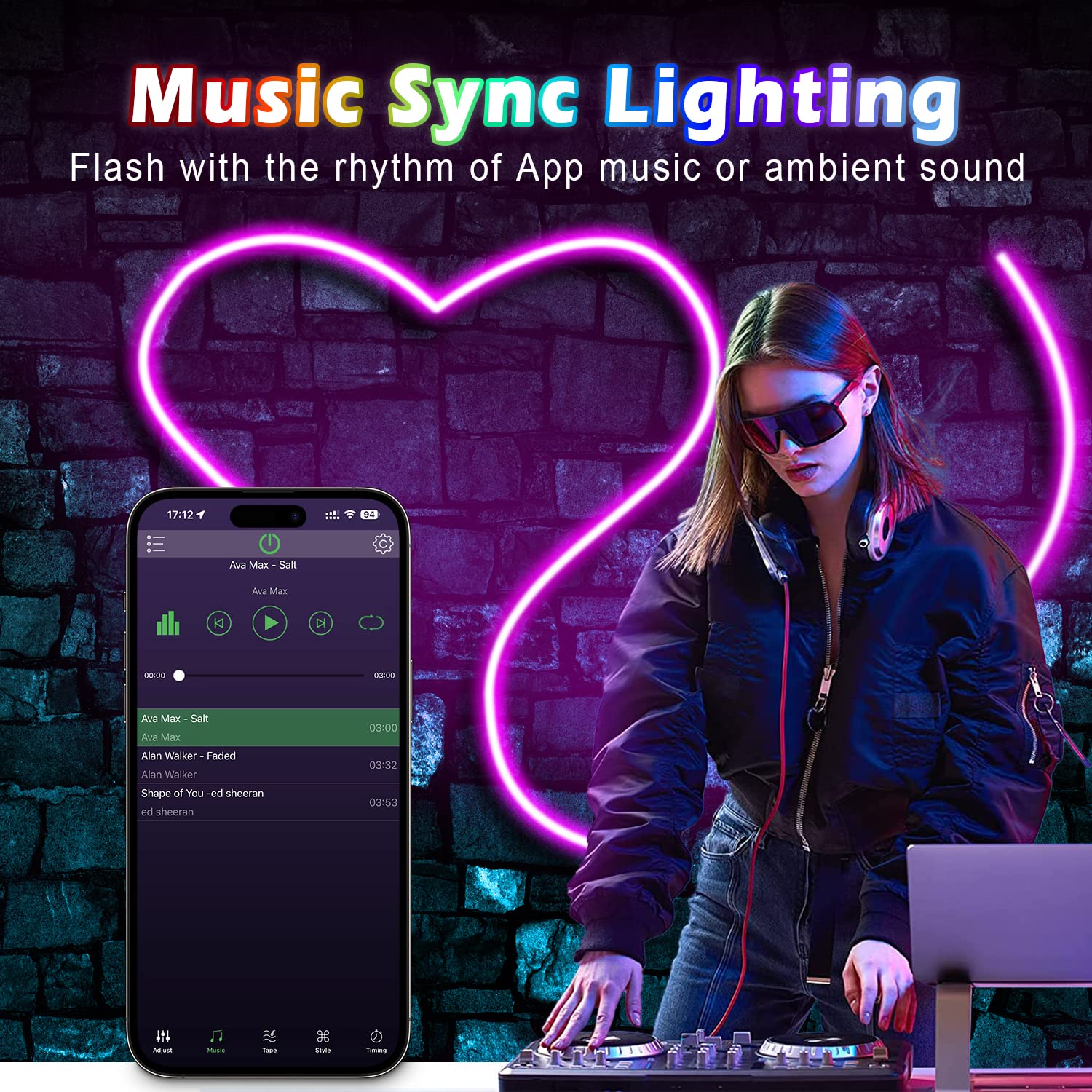 L8star RGB 16.4ft LED Neon Rope Light with Remote Control, Flexible Plastic Strip for Indoor/Outdoor Decor, Model L82M